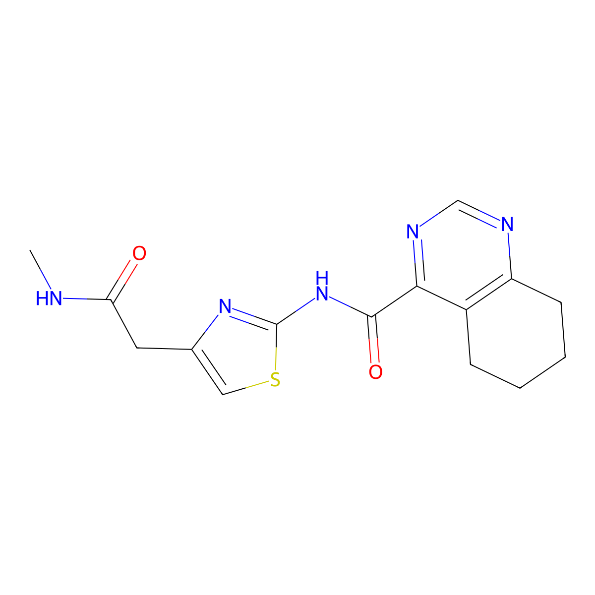 N-{4-[(methylcarbamoyl)methyl]-1,3-thiazol-2-yl}-5,6,7,8-tetrahydroquinazoline-4-carboxamide molecular structure, CAS 2415503-96-5