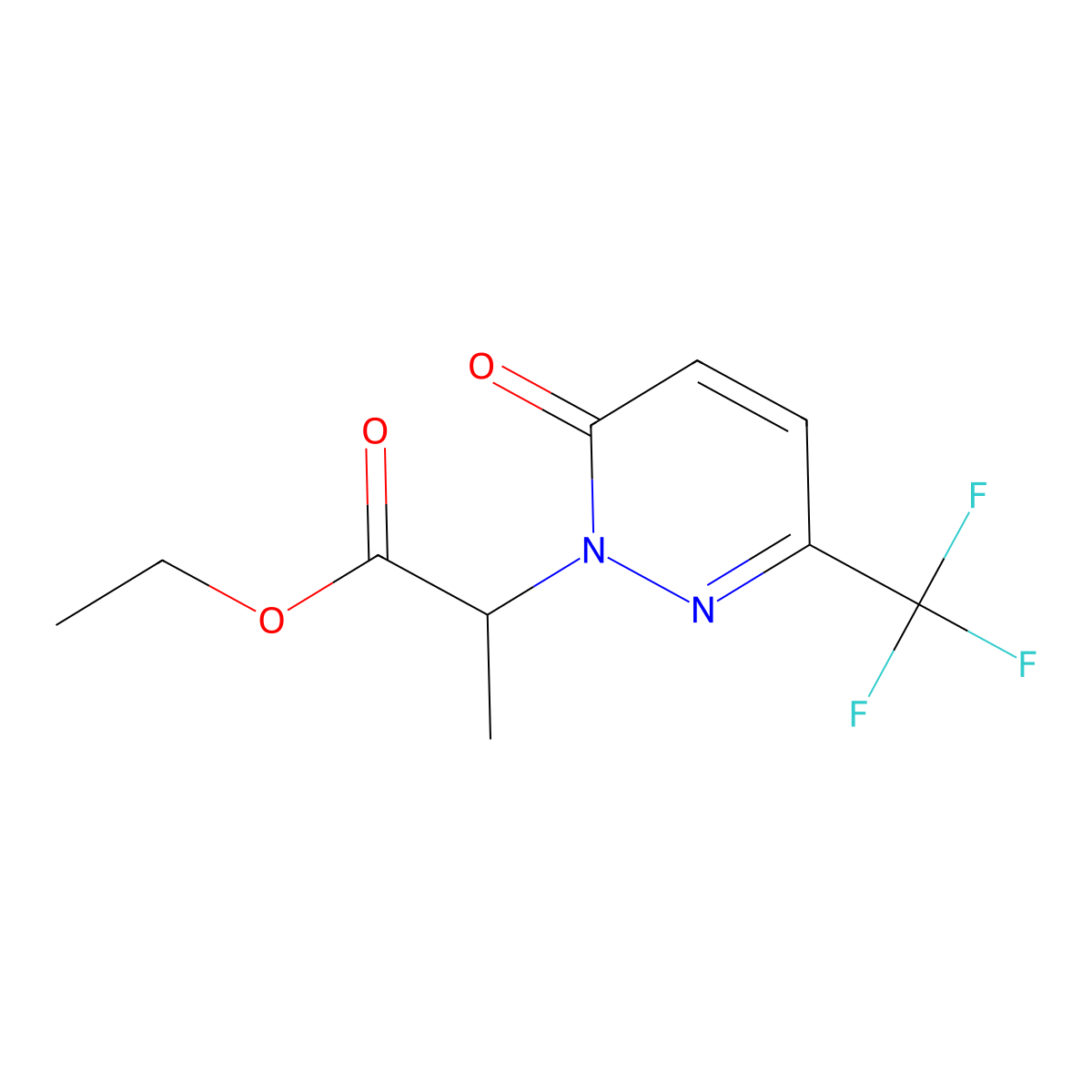 Ethyl 2-[6-oxo-3-(trifluoromethyl)-1,6-dihydropyridazin-1-yl]propanoate molecular structure, CAS 2415503-97-6