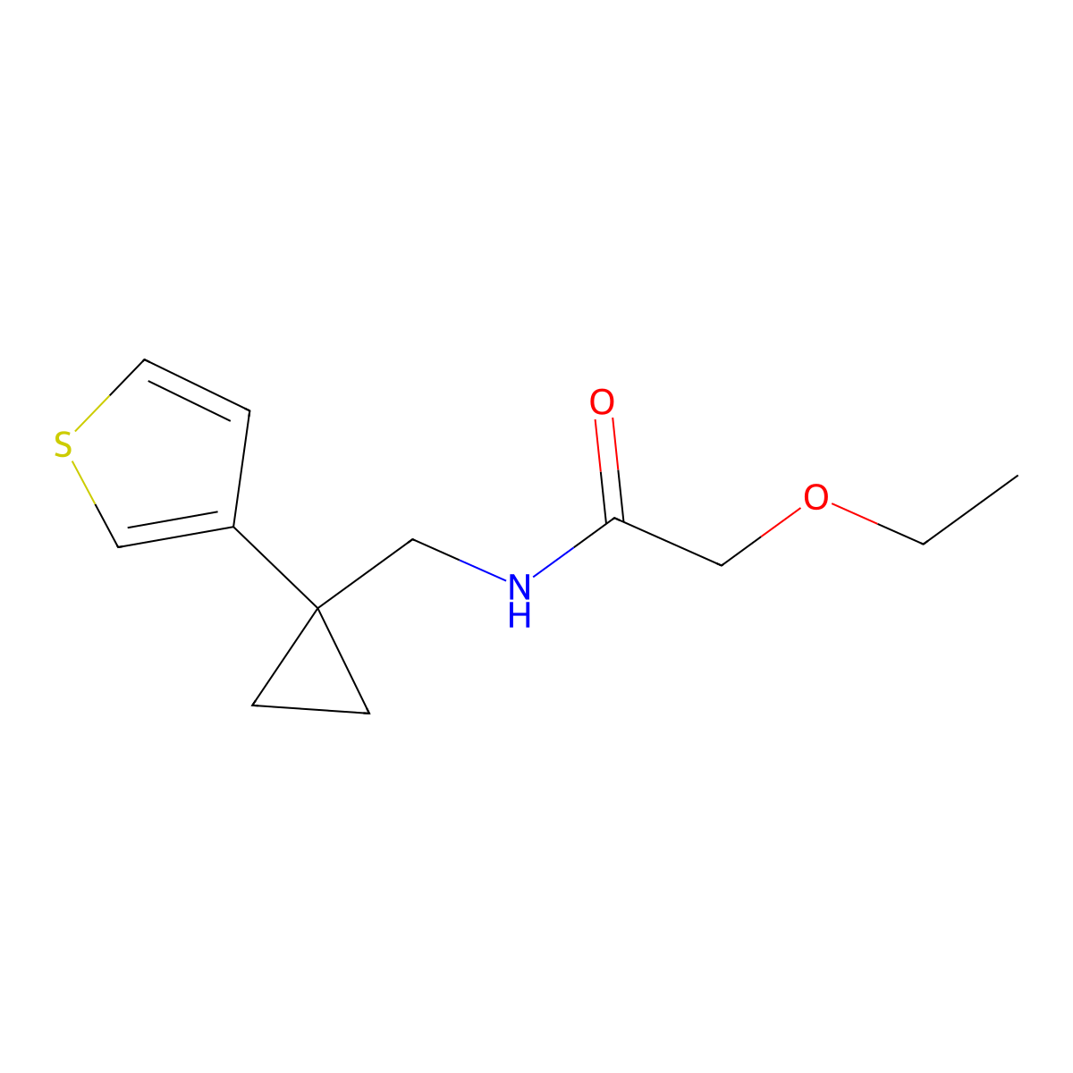 2-ethoxy-N-{[1-(thiophen-3-yl)cyclopropyl]methyl}acetamide molecular structure, CAS 2415503-99-8