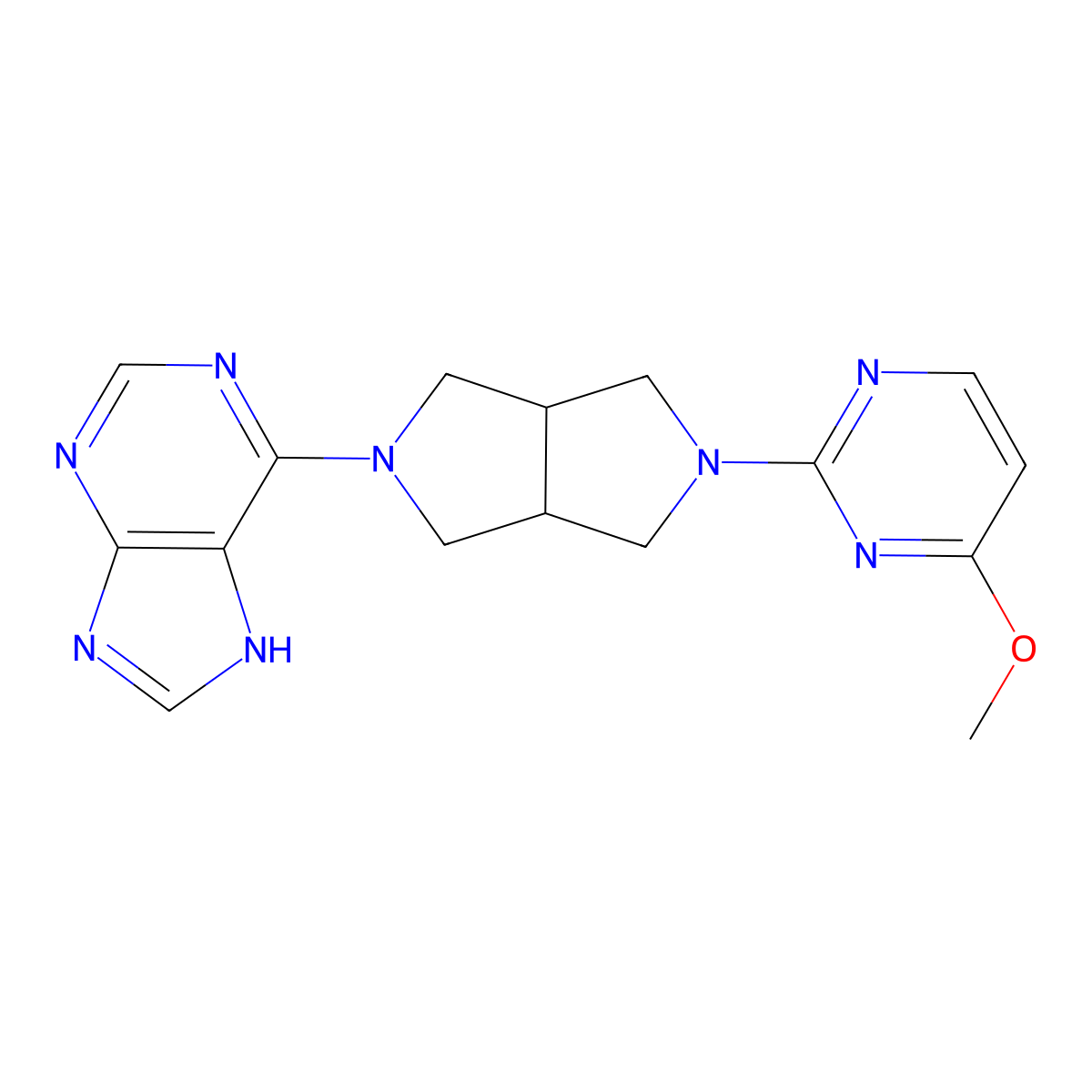 6-[5-(4-methoxypyrimidin-2-yl)-octahydropyrrolo[3,4-c]pyrrol-2-yl]-9H-purine molecular structure, CAS 2415504-01-5