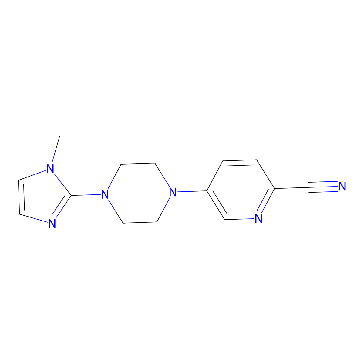 5-[4-(1-methyl-1H-imidazol-2-yl)piperazin-1-yl]pyridine-2-carbonitrile molecular structure, CAS 2415504-08-2