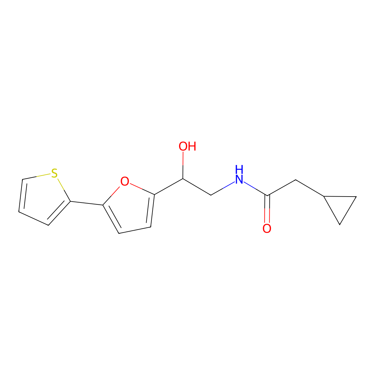 2-cyclopropyl-N-{2-hydroxy-2-[5-(thiophen-2-yl)furan-2-yl]ethyl}acetamide molecular structure, CAS 2415504-09-3