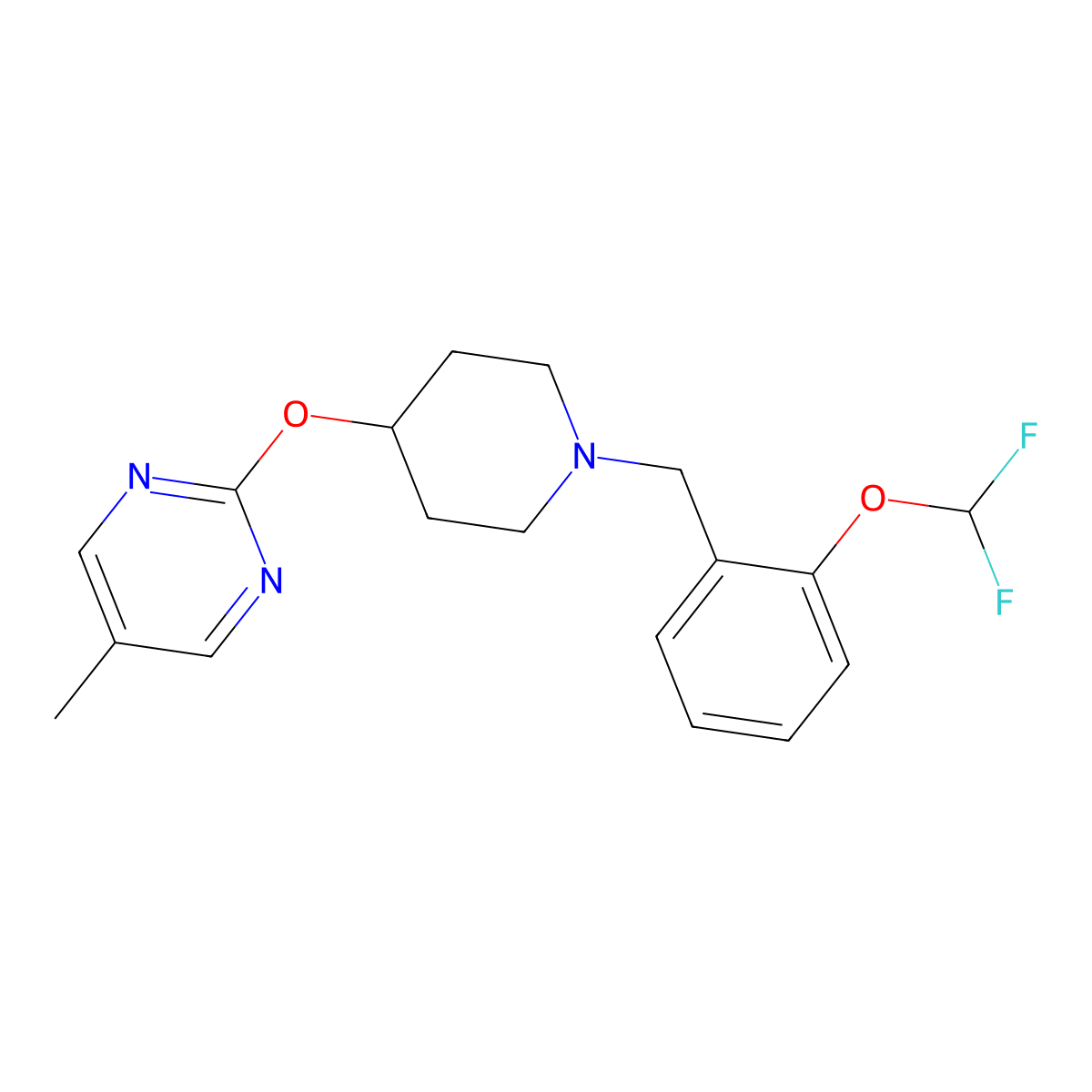 2-[(1-{[2-(Difluoromethoxy)phenyl]methyl}piperidin-4-yl)oxy]-5-methylpyrimidine molecular structure, CAS 2415504-11-7