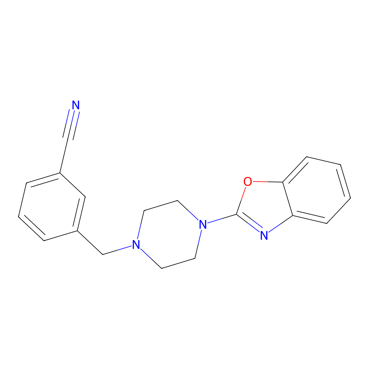 3-{[4-(1,3-Benzoxazol-2-yl)piperazin-1-yl]methyl}benzonitrile molecular structure, CAS 2415504-13-9