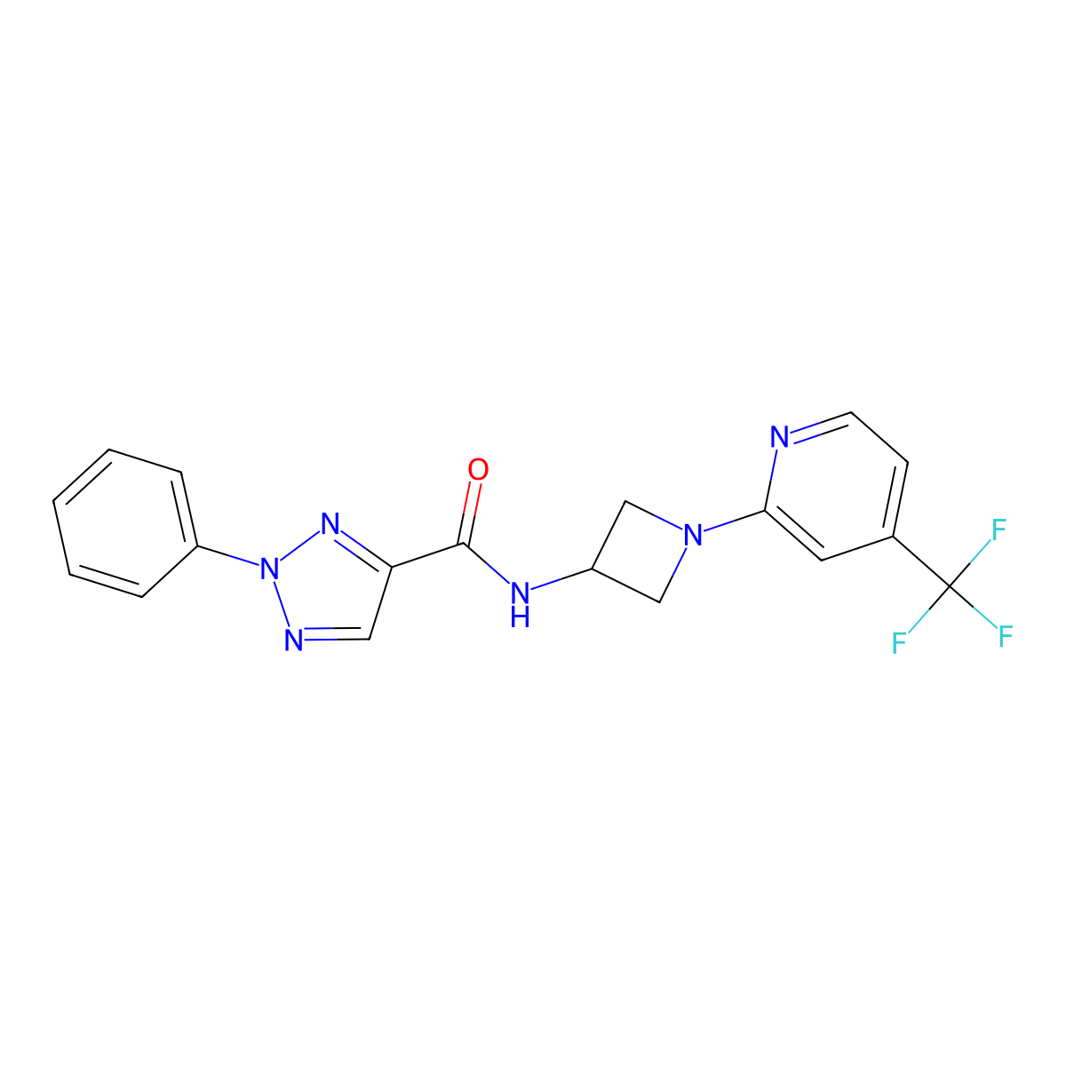 2-phenyl-N-{1-[4-(trifluoromethyl)pyridin-2-yl]azetidin-3-yl}-2H-1,2,3-triazole-4-carboxamide molecular structure, CAS 2415504-16-2