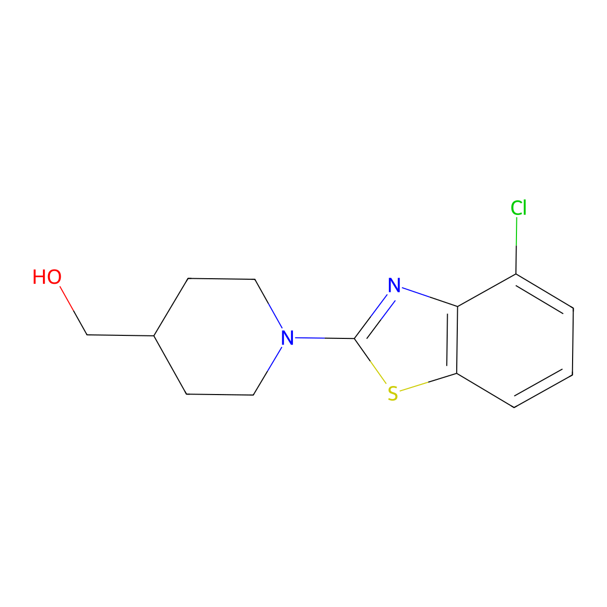 [1-(4-Chloro-1,3-benzothiazol-2-yl)piperidin-4-yl]methanol molecular structure, CAS 2415504-18-4