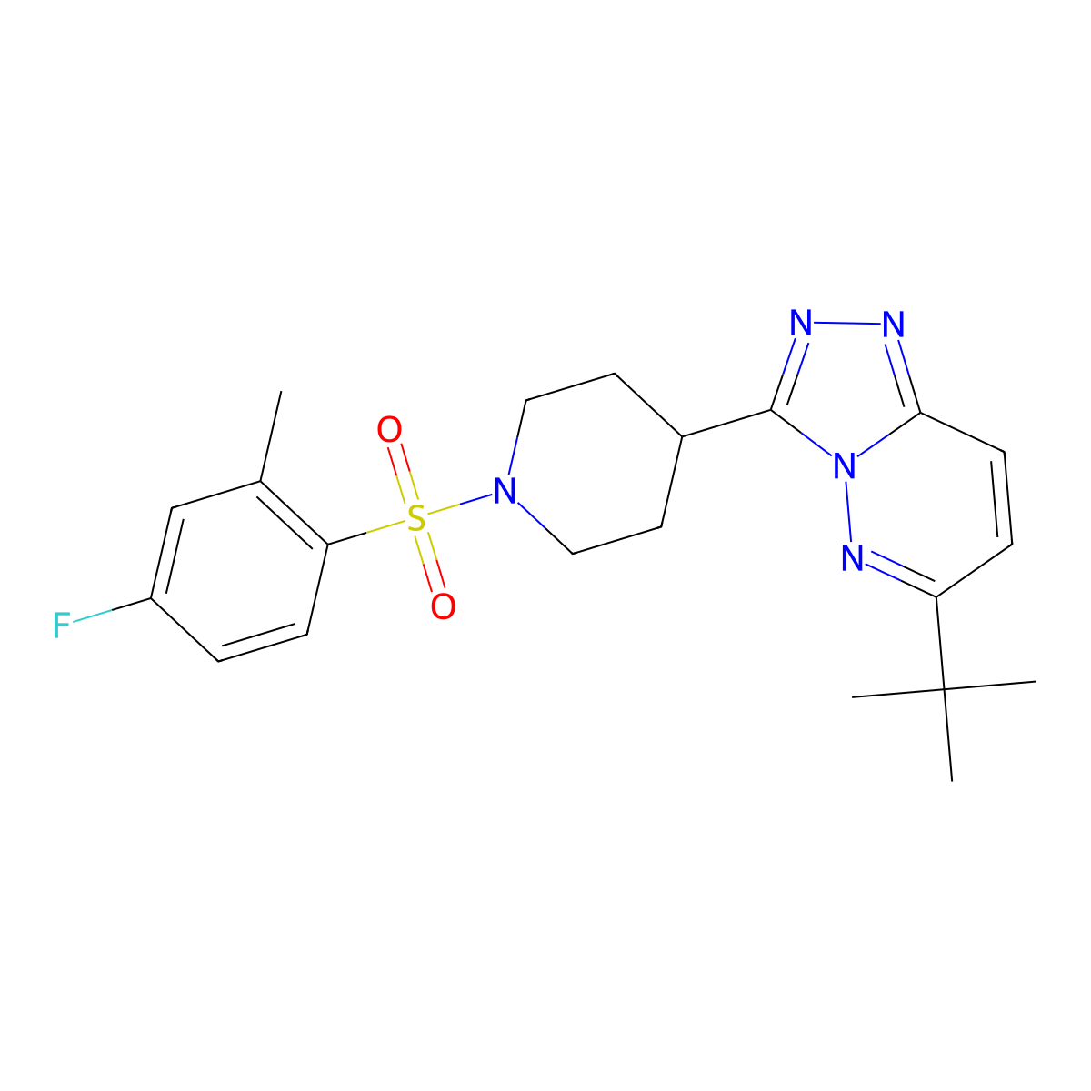 4-{6-Tert-butyl-[1,2,4]triazolo[4,3-b]pyridazin-3-yl}-1-(4-fluoro-2-methylbenzenesulfonyl)piperidine molecular structure, CAS 2415504-24-2