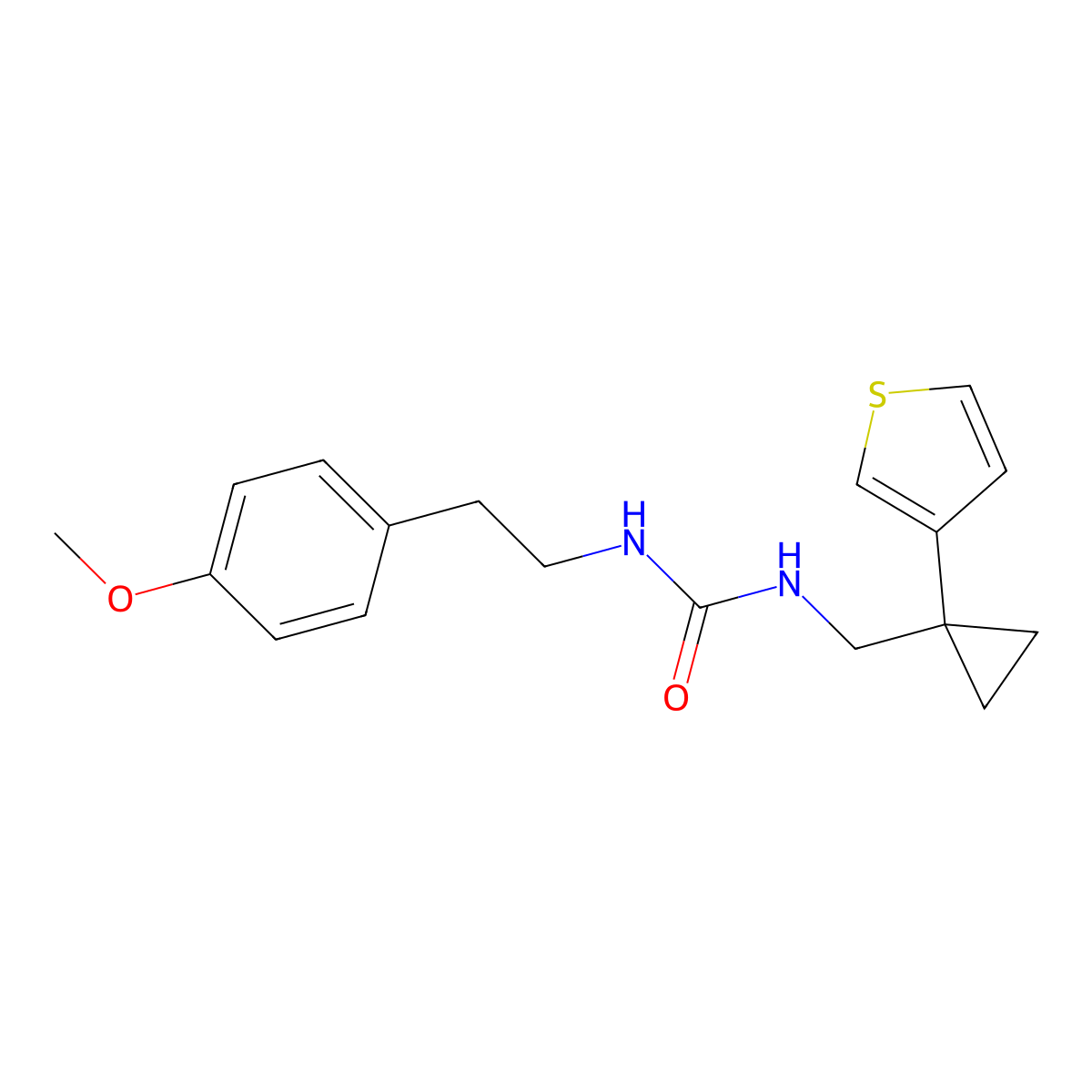 1-[2-(4-Methoxyphenyl)ethyl]-3-{[1-(thiophen-3-yl)cyclopropyl]methyl}urea molecular structure, CAS 2415504-25-3