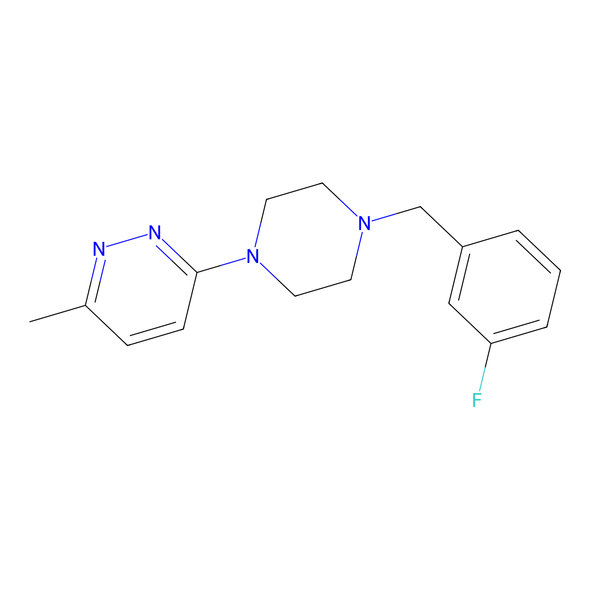 3-{4-[(3-Fluorophenyl)methyl]piperazin-1-yl}-6-methylpyridazine molecular structure, CAS 2415504-26-4