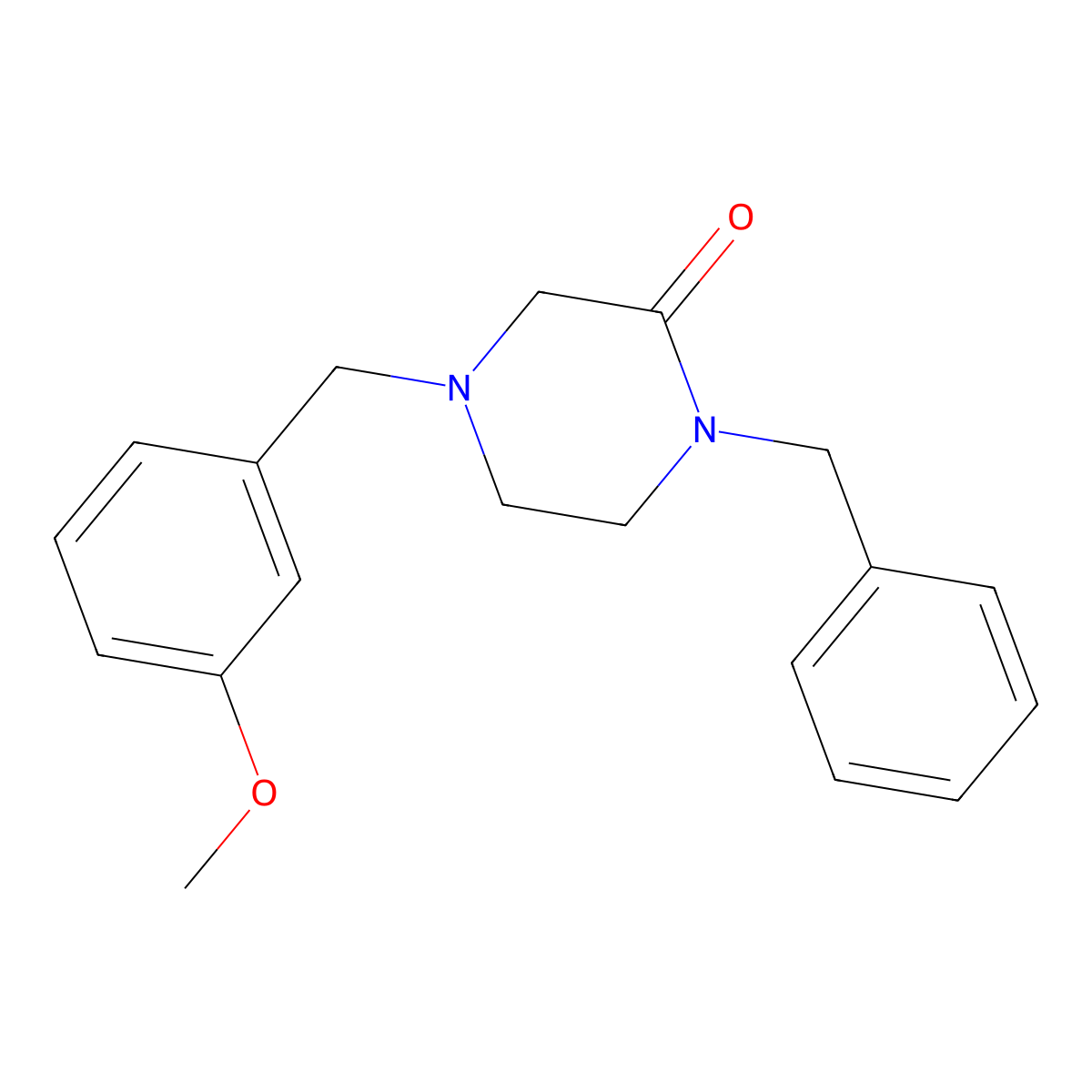 1-Benzyl-4-[(3-methoxyphenyl)methyl]piperazin-2-one molecular structure, CAS 2415504-27-5