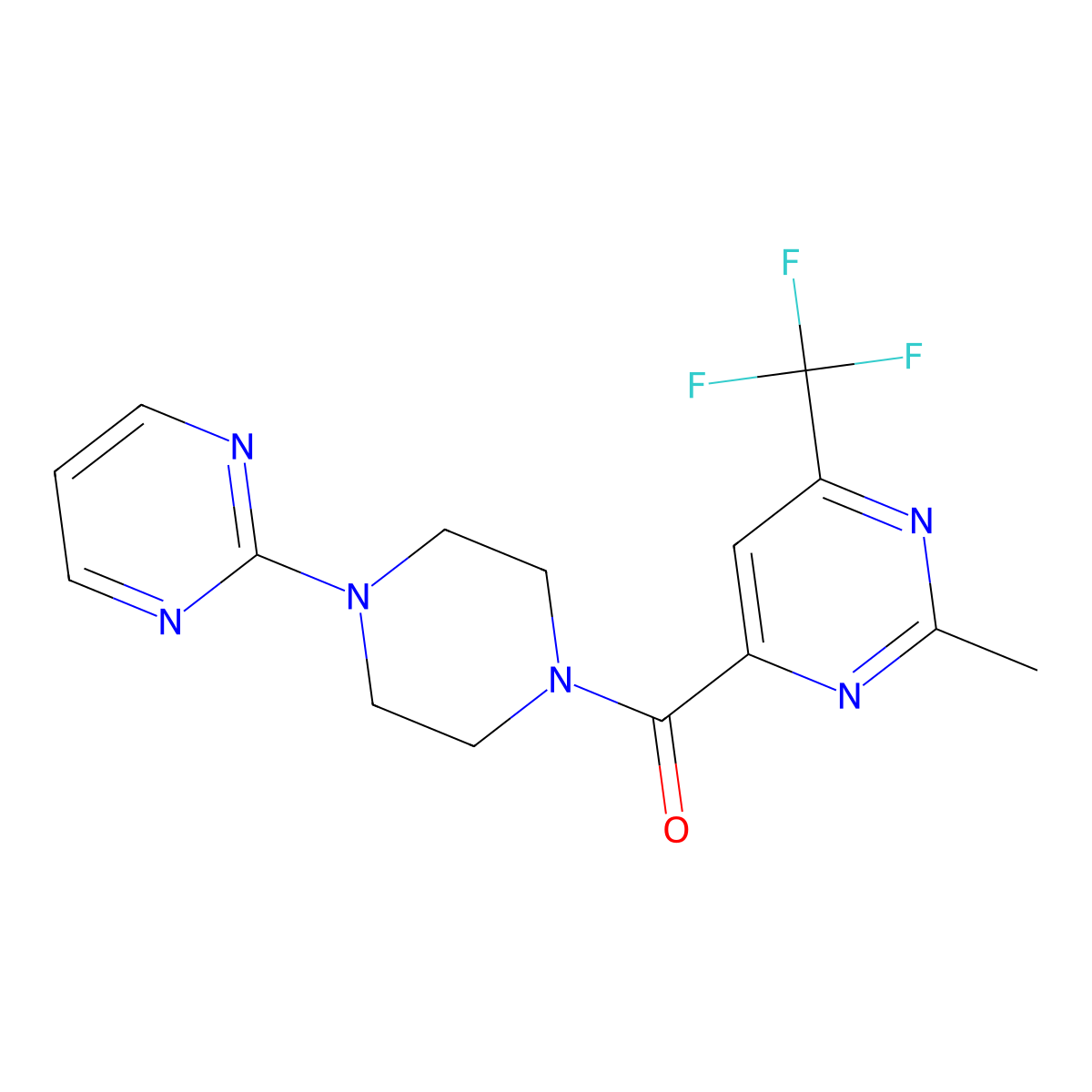2-Methyl-4-[4-(pyrimidin-2-yl)piperazine-1-carbonyl]-6-(trifluoromethyl)pyrimidine molecular structure, CAS 2415504-28-6