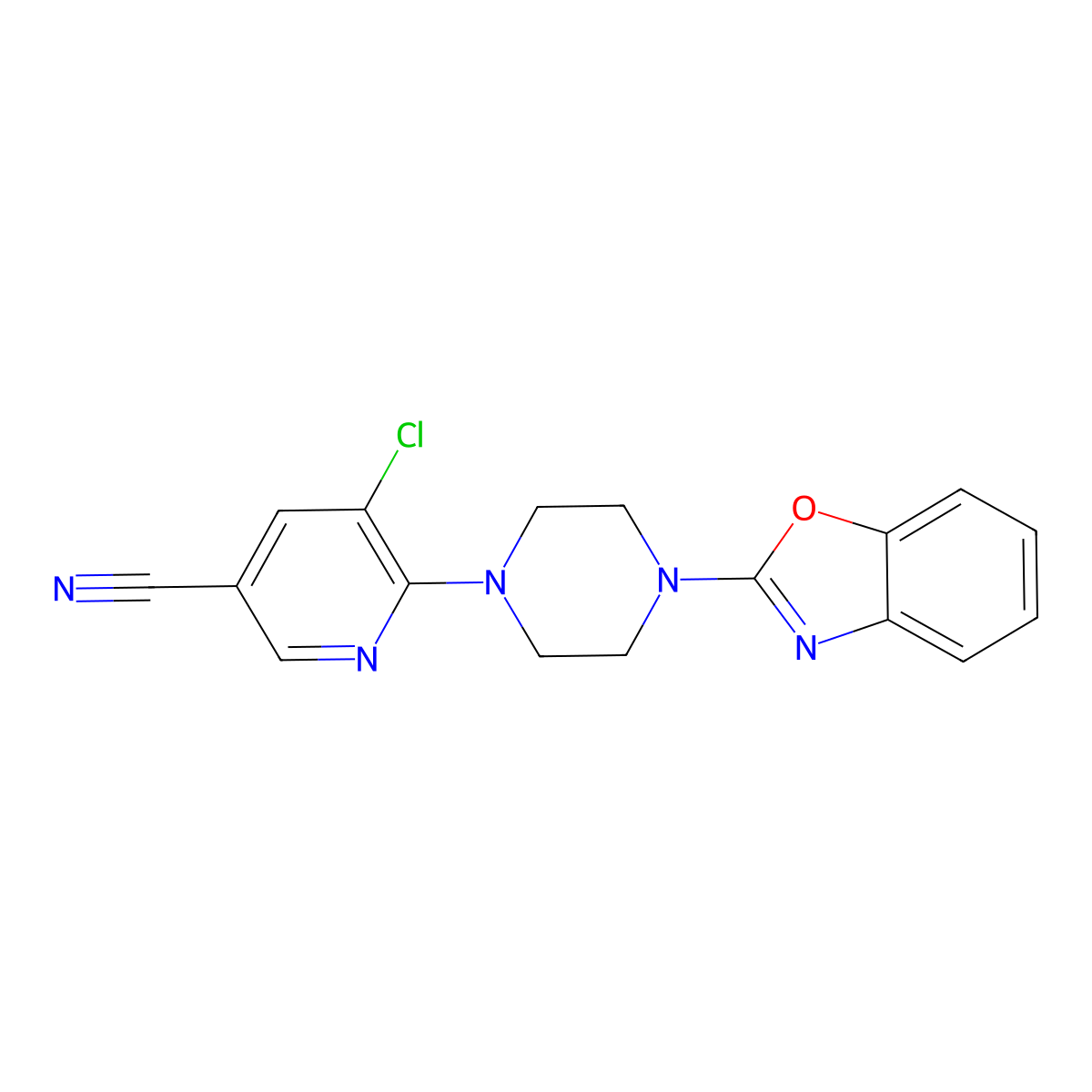 6-[4-(1,3-Benzoxazol-2-yl)piperazin-1-yl]-5-chloropyridine-3-carbonitrile molecular structure, CAS 2415504-30-0