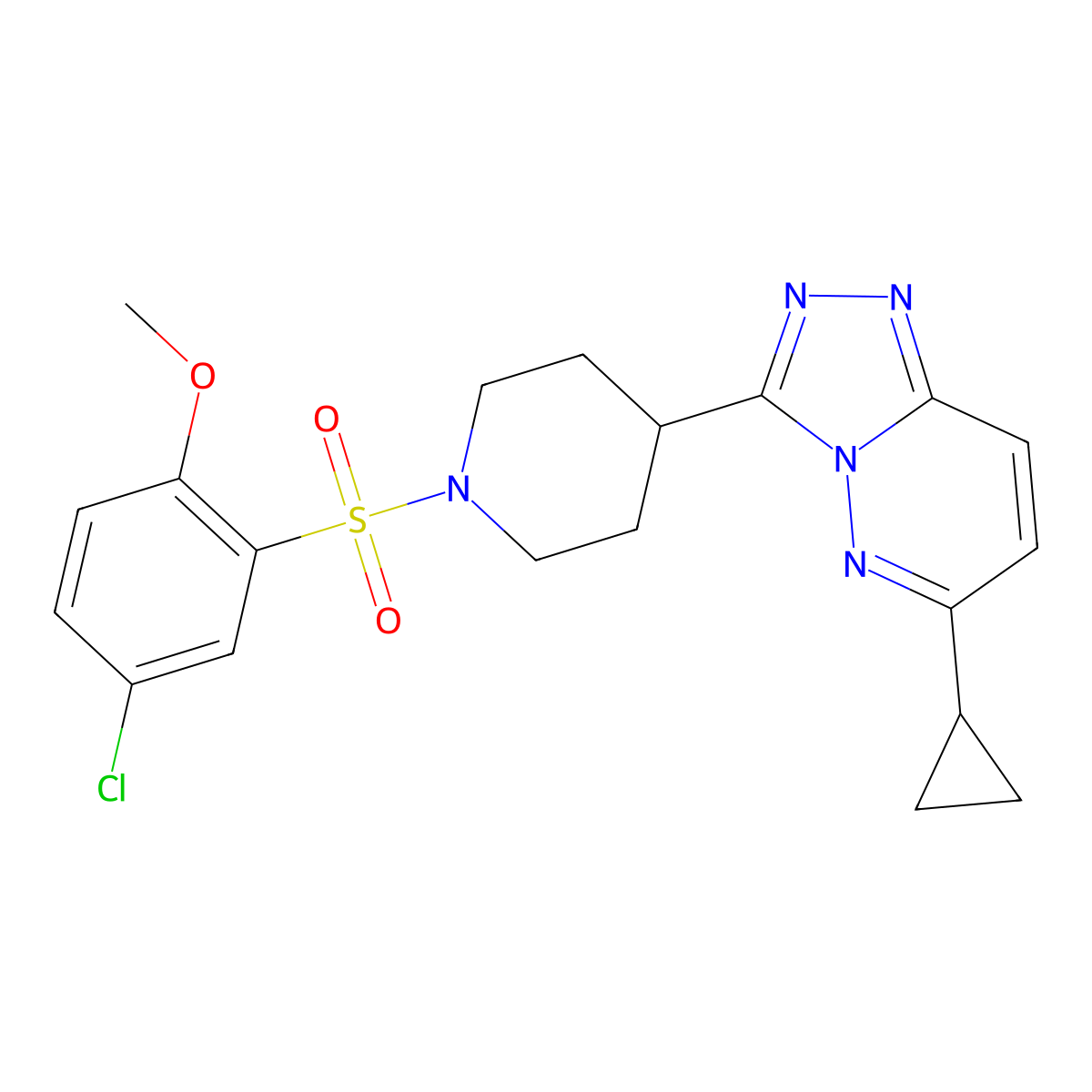 1-(5-Chloro-2-methoxybenzenesulfonyl)-4-{6-cyclopropyl-[1,2,4]triazolo[4,3-b]pyridazin-3-yl}piperidine molecular structure, CAS 2415504-42-4