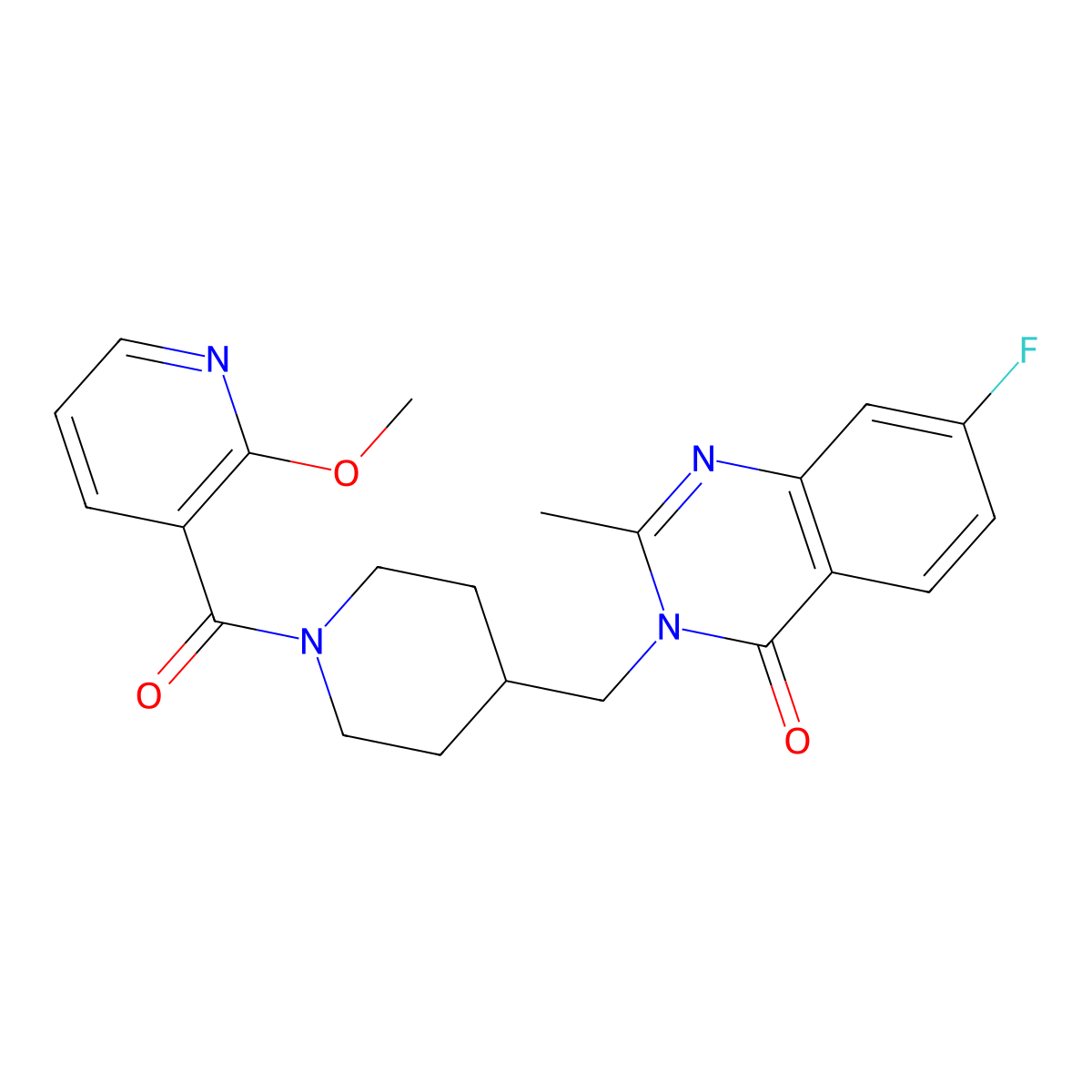 7-Fluoro-3-{[1-(2-methoxypyridine-3-carbonyl)piperidin-4-yl]methyl}-2-methyl-3,4-dihydroquinazolin-4-one molecular structure, CAS 2415504-44-6