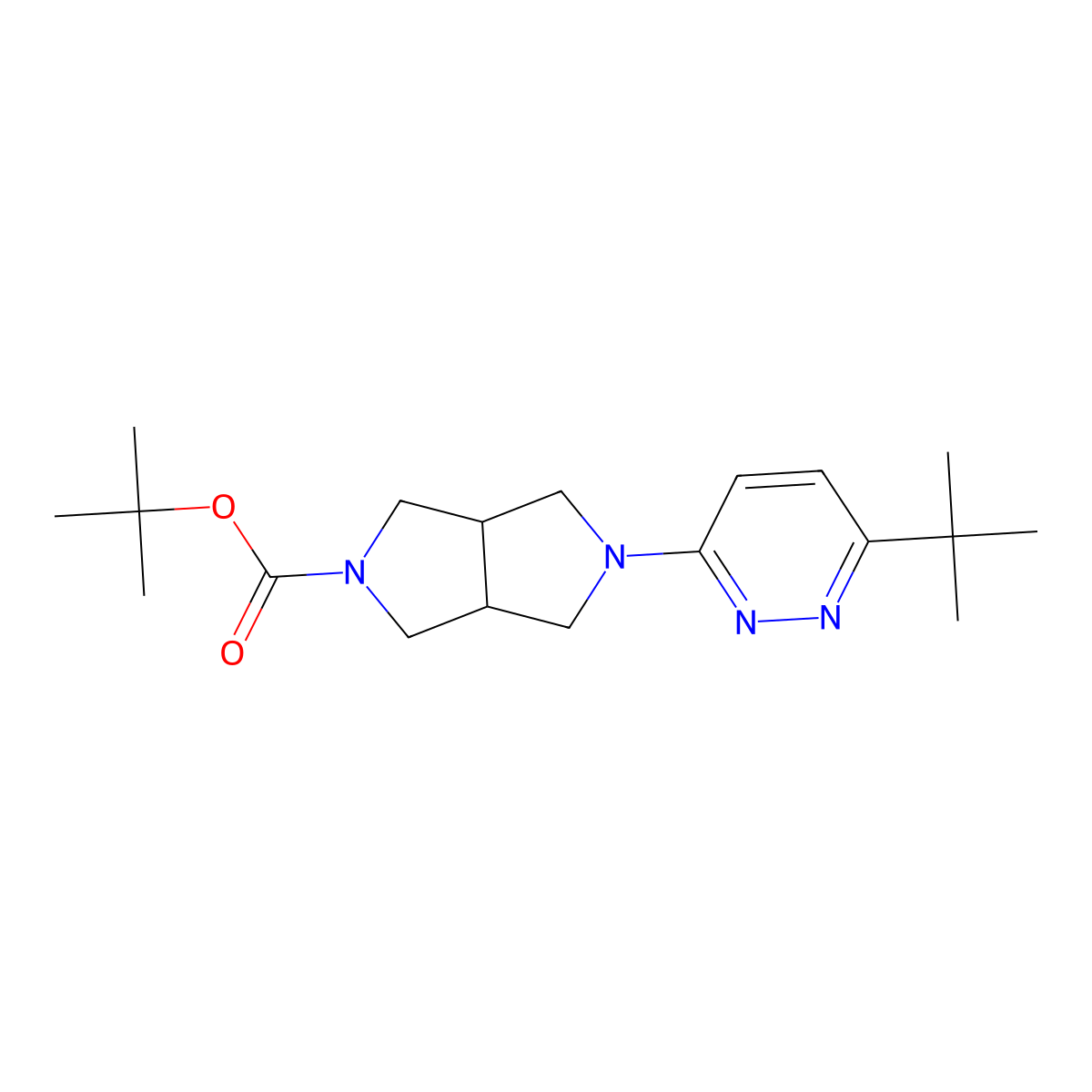 Tert-butyl 5-(6-tert-butylpyridazin-3-yl)-octahydropyrrolo[3,4-c]pyrrole-2-carboxylate molecular structure, CAS 2415504-45-7