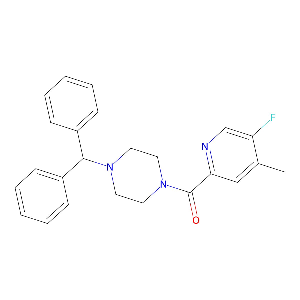 1-(Diphenylmethyl)-4-(5-fluoro-4-methylpyridine-2-carbonyl)piperazine molecular structure, CAS 2415504-46-8