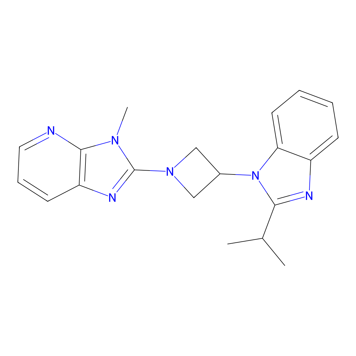 1-(1-{3-methyl-3H-imidazo[4,5-b]pyridin-2-yl}azetidin-3-yl)-2-(propan-2-yl)-1H-1,3-benzodiazole molecular structure, CAS 2415504-48-0