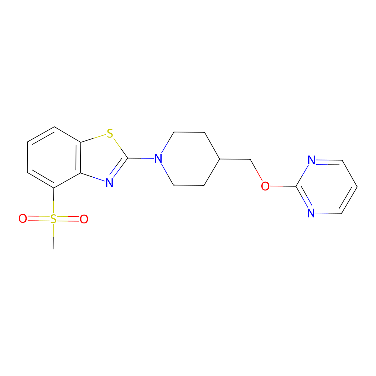 4-Methanesulfonyl-2-{4-[(pyrimidin-2-yloxy)methyl]piperidin-1-yl}-1,3-benzothiazole molecular structure, CAS 2415509-11-2