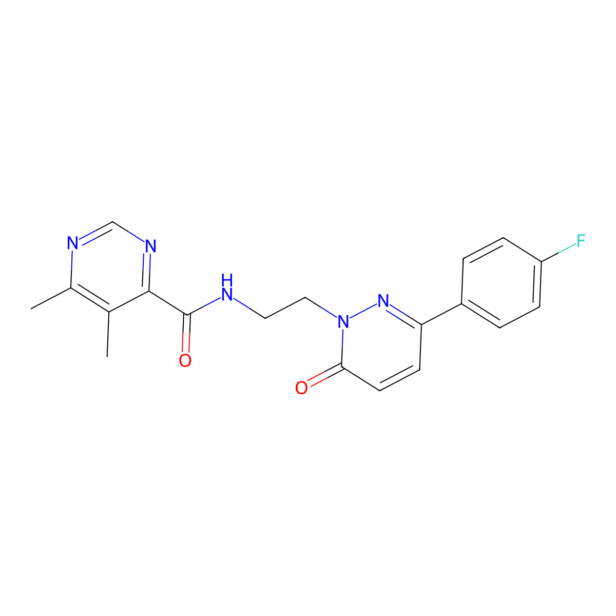 N-{2-[3-(4-fluorophenyl)-6-oxo-1,6-dihydropyridazin-1-yl]ethyl}-5,6-dimethylpyrimidine-4-carboxamide molecular structure, CAS 2415509-12-3