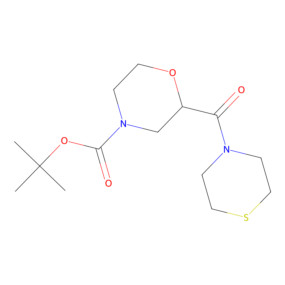 Tert-butyl 2-(thiomorpholine-4-carbonyl)morpholine-4-carboxylate molecular structure, CAS 2415509-17-8