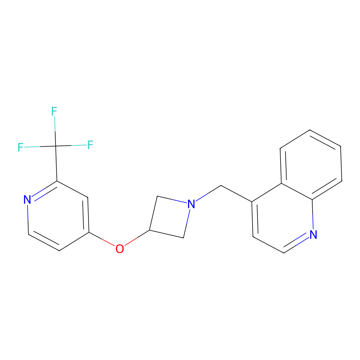 4-[(3-{[2-(Trifluoromethyl)pyridin-4-yl]oxy}azetidin-1-yl)methyl]quinoline molecular structure, CAS 2415509-20-3