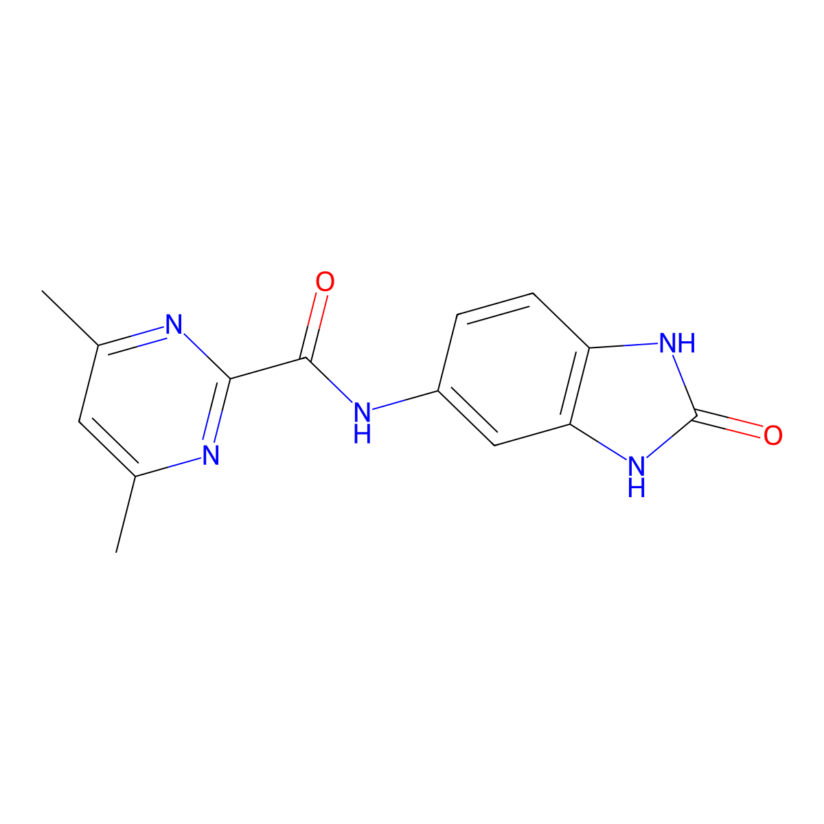 4,6-dimethyl-N-(2-oxo-2,3-dihydro-1H-1,3-benzodiazol-5-yl)pyrimidine-2-carboxamide molecular structure, CAS 2415509-28-1