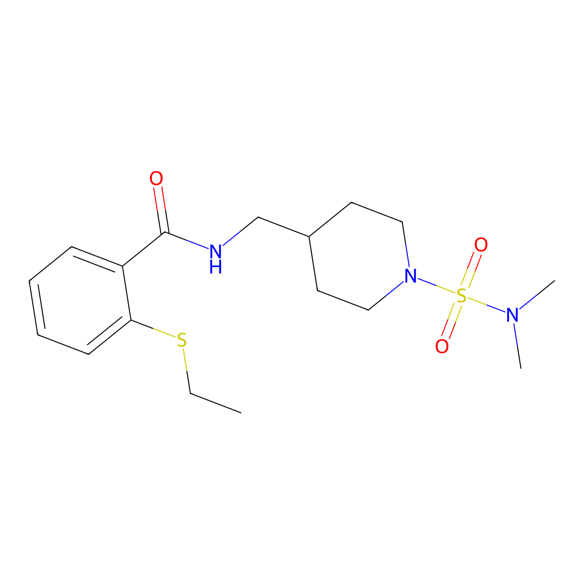 N-{[1-(dimethylsulfamoyl)piperidin-4-yl]methyl}-2-(ethylsulfanyl)benzamide molecular structure, CAS 2415509-30-5