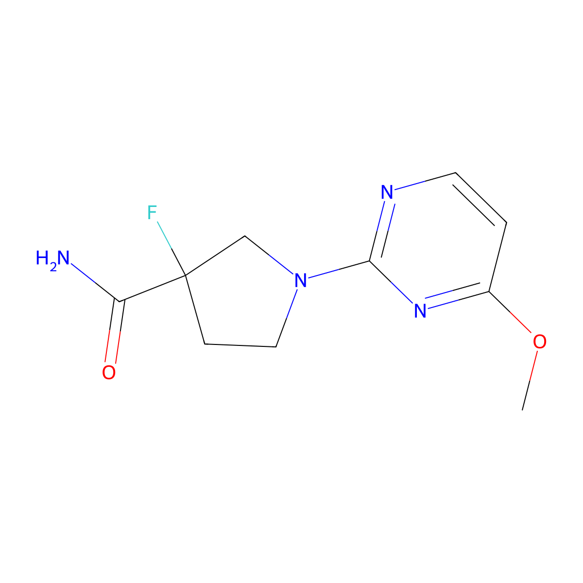 3-Fluoro-1-(4-methoxypyrimidin-2-yl)pyrrolidine-3-carboxamide molecular structure, CAS 2415509-32-7