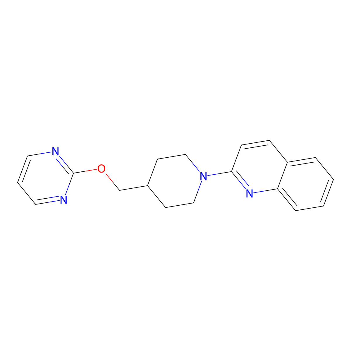 2-{4-[(Pyrimidin-2-yloxy)methyl]piperidin-1-yl}quinoline molecular structure, CAS 2415509-38-3