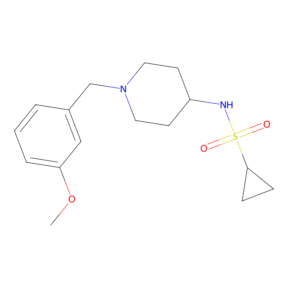 N-{1-[(3-methoxyphenyl)methyl]piperidin-4-yl}cyclopropanesulfonamide molecular structure, CAS 2415509-42-9