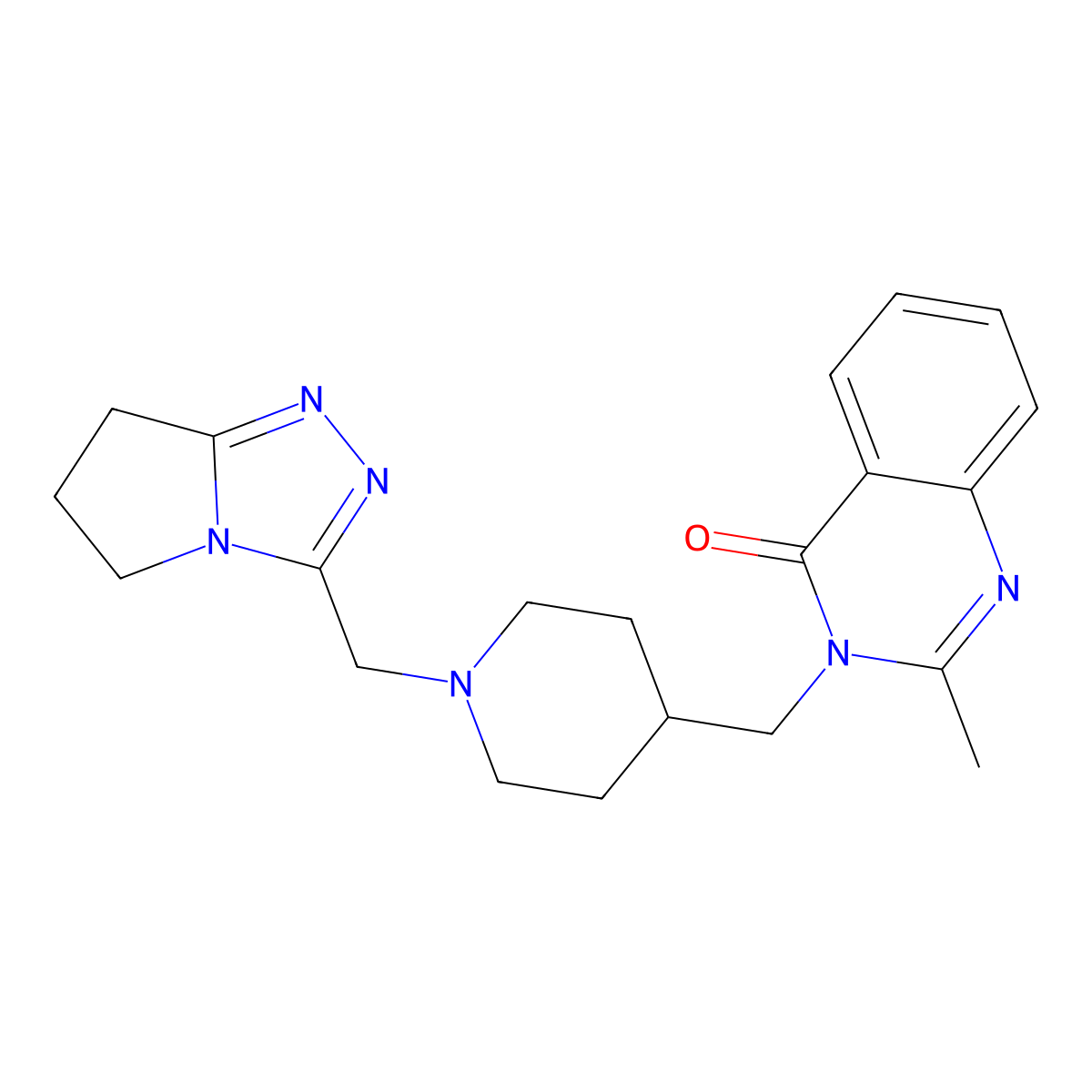 2-methyl-3-{[1-({5H,6H,7H-pyrrolo[2,1-c][1,2,4]triazol-3-yl}methyl)piperidin-4-yl]methyl}-3,4-dihydroquinazolin-4-one molecular structure, CAS 2415509-43-0