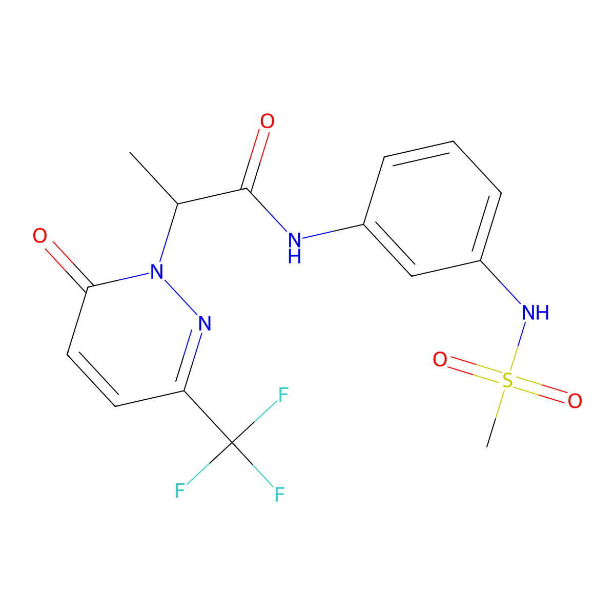 N-(3-methanesulfonamidophenyl)-2-[6-oxo-3-(trifluoromethyl)-1,6-dihydropyridazin-1-yl]propanamide molecular structure, CAS 2415509-45-2