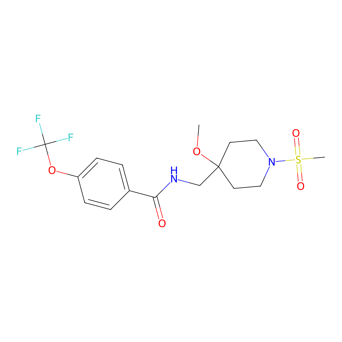 N-[(1-methanesulfonyl-4-methoxypiperidin-4-yl)methyl]-4-(trifluoromethoxy)benzamide molecular structure, CAS 2415509-50-9