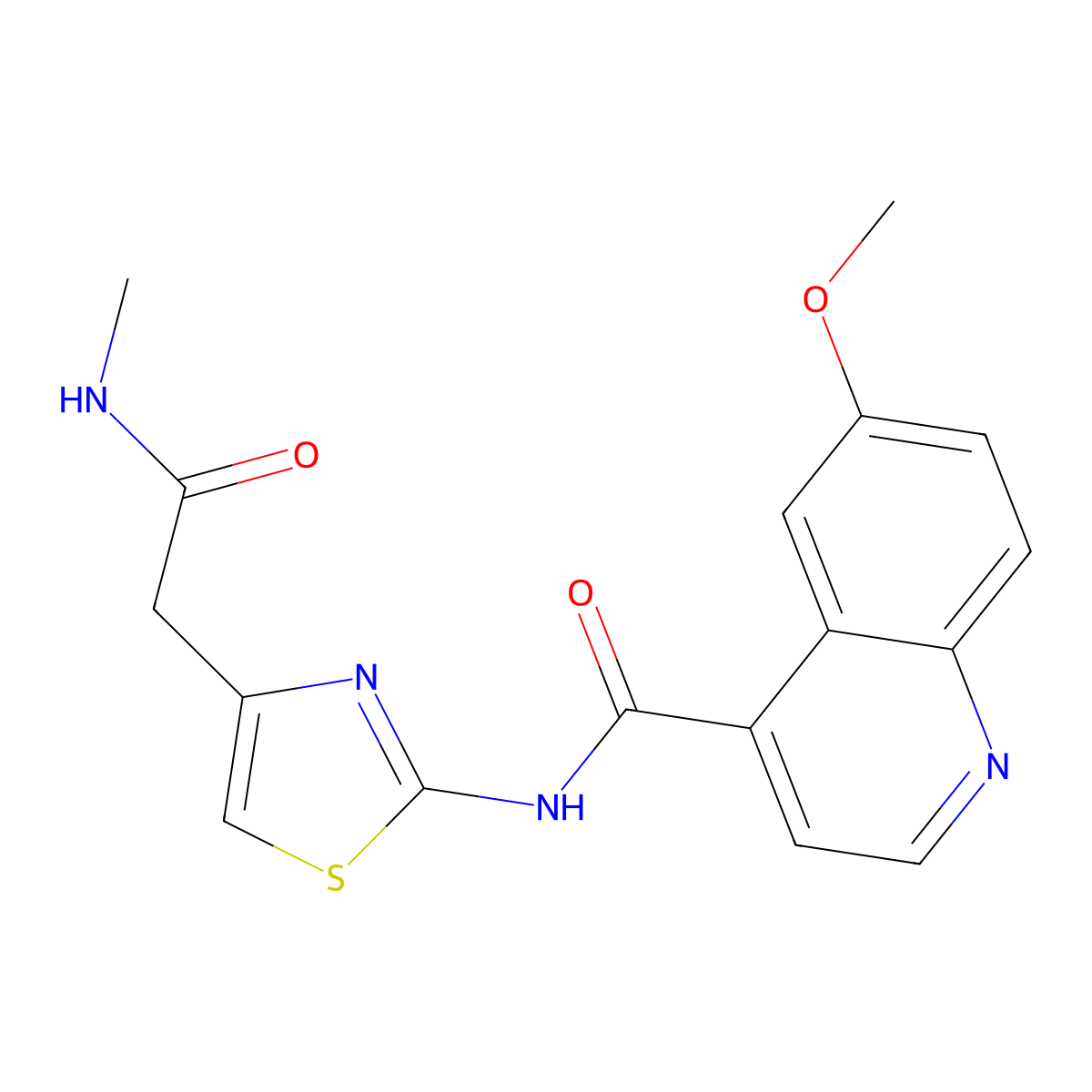 6-methoxy-N-{4-[(methylcarbamoyl)methyl]-1,3-thiazol-2-yl}quinoline-4-carboxamide molecular structure, CAS 2415509-51-0