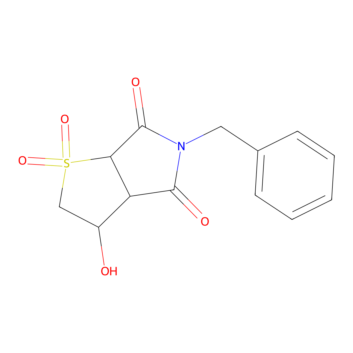 5-benzyl-3-hydroxy-hexahydro-2H-1lambda6-thieno[2,3-c]pyrrole-1,1,4,6-tetrone molecular structure, CAS 2415509-57-6