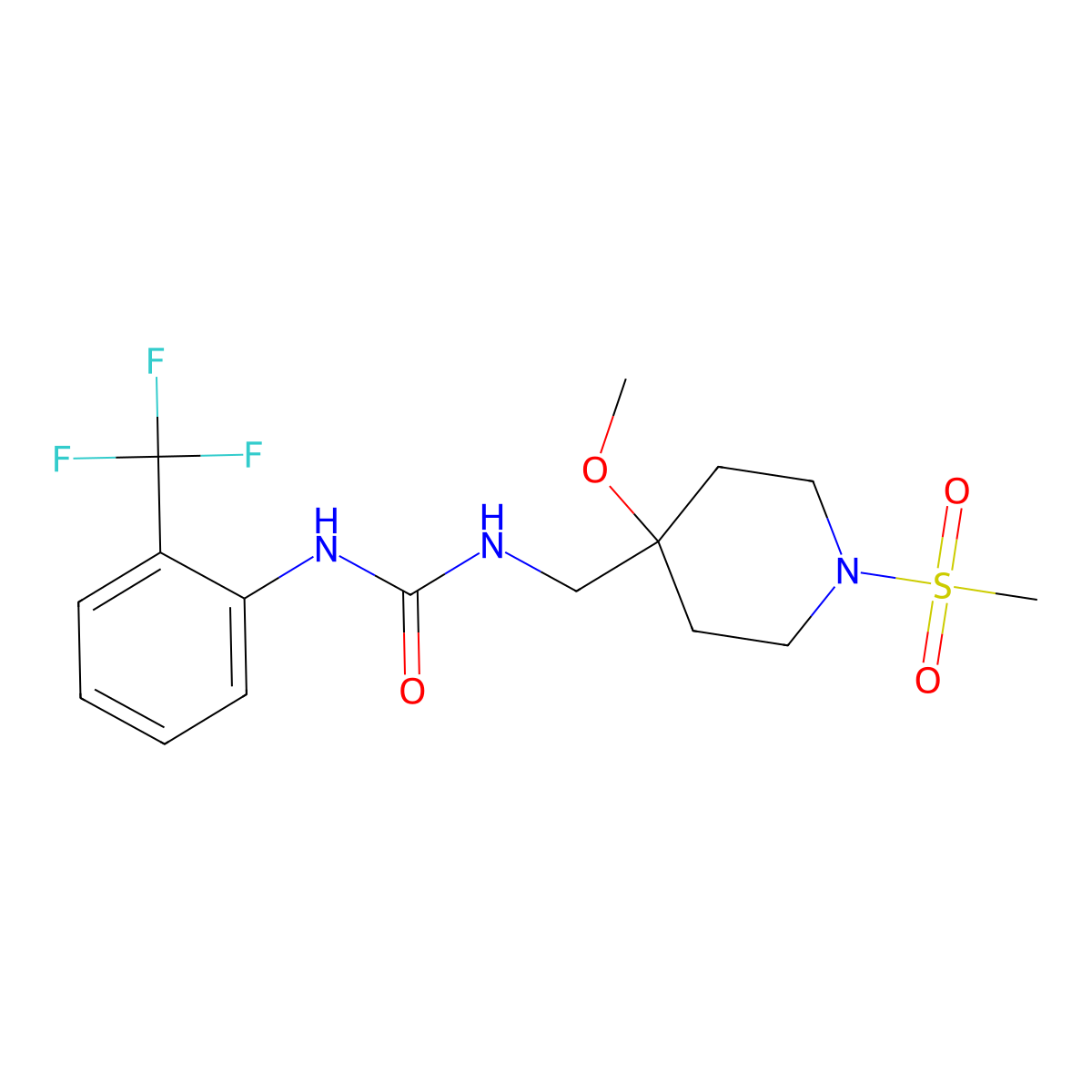 3-[(1-Methanesulfonyl-4-methoxypiperidin-4-yl)methyl]-1-[2-(trifluoromethyl)phenyl]urea molecular structure, CAS 2415509-60-1