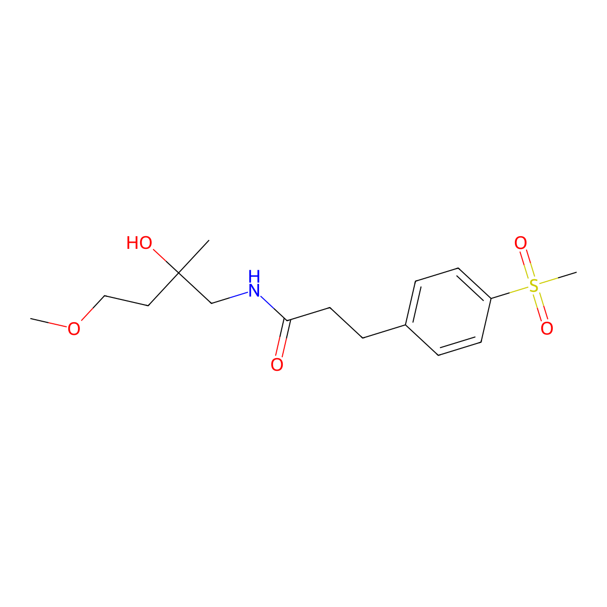 N-(2-hydroxy-4-methoxy-2-methylbutyl)-3-(4-methanesulfonylphenyl)propanamide molecular structure, CAS 2415509-66-7