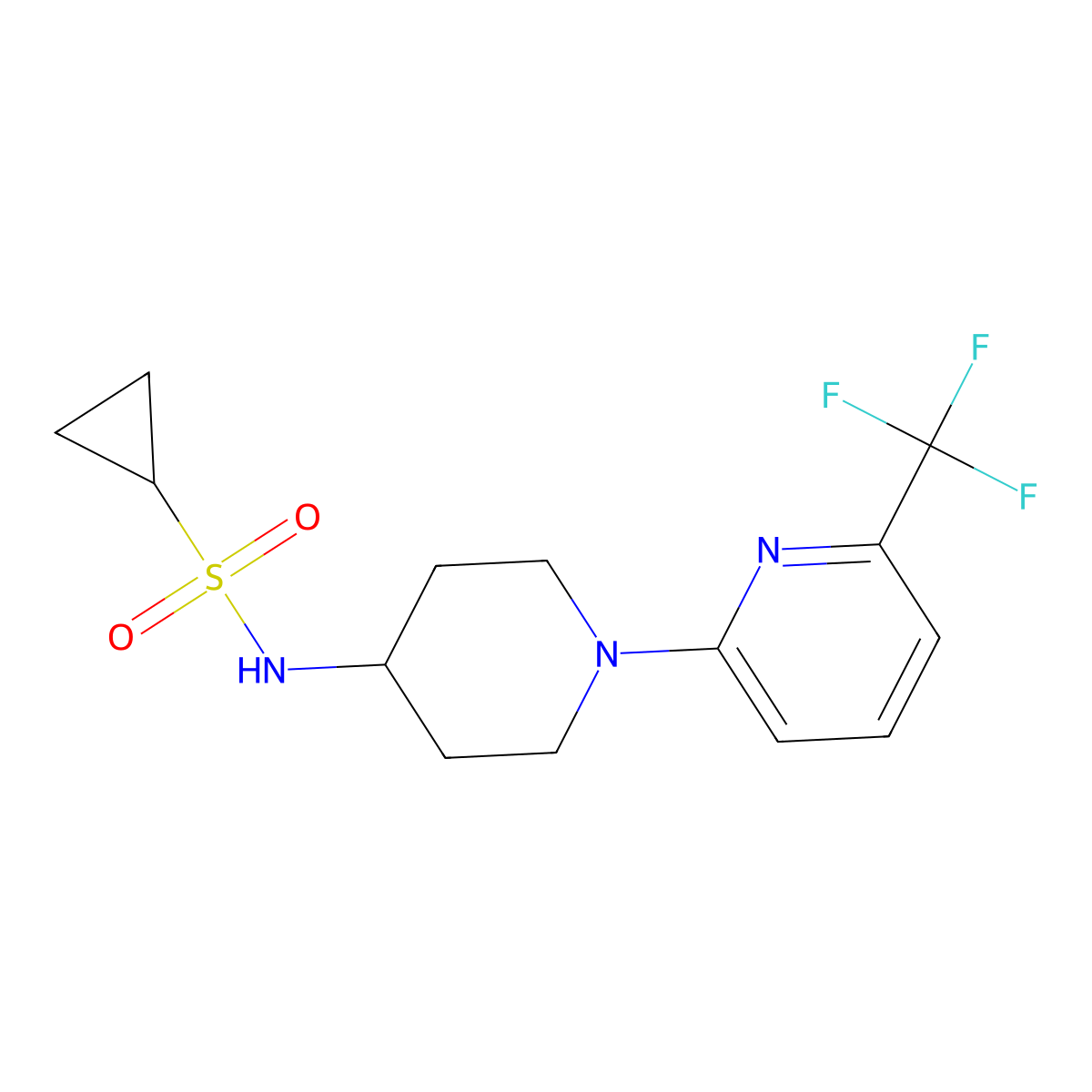 N-{1-[6-(trifluoromethyl)pyridin-2-yl]piperidin-4-yl}cyclopropanesulfonamide molecular structure, CAS 2415509-69-0