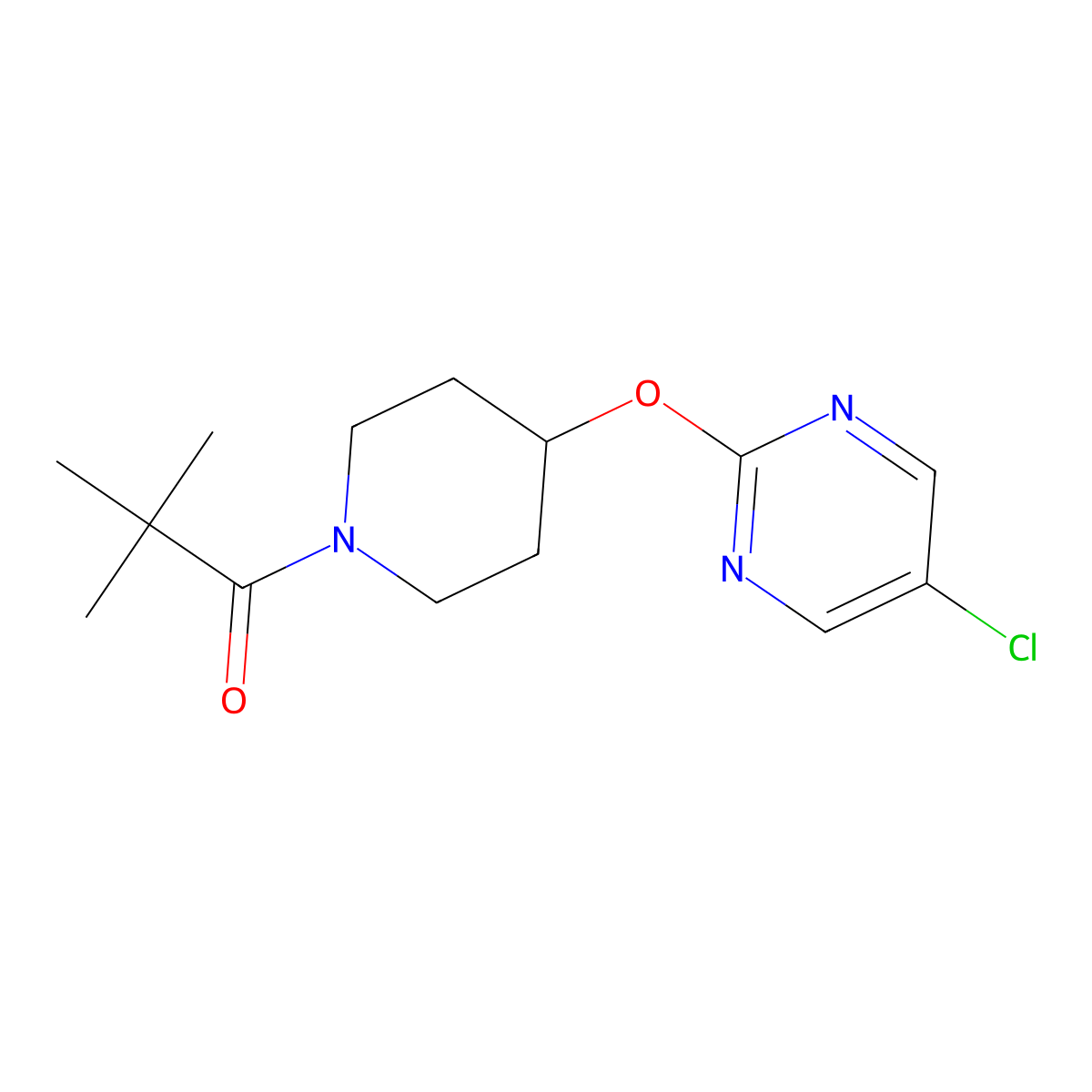 1-{4-[(5-Chloropyrimidin-2-yl)oxy]piperidin-1-yl}-2,2-dimethylpropan-1-one molecular structure, CAS 2415509-70-3