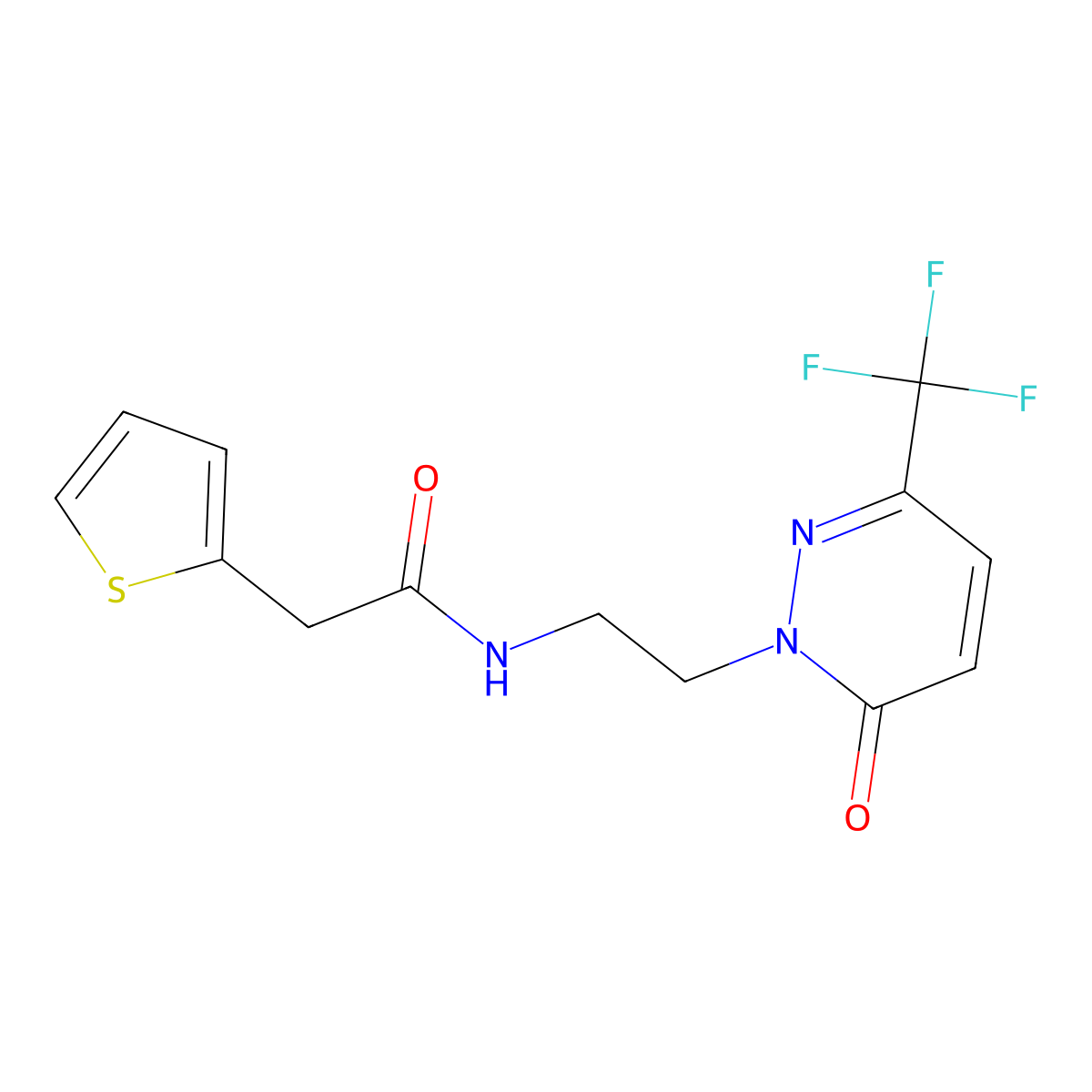 N-{2-[6-oxo-3-(trifluoromethyl)-1,6-dihydropyridazin-1-yl]ethyl}-2-(thiophen-2-yl)acetamide molecular structure, CAS 2415509-71-4