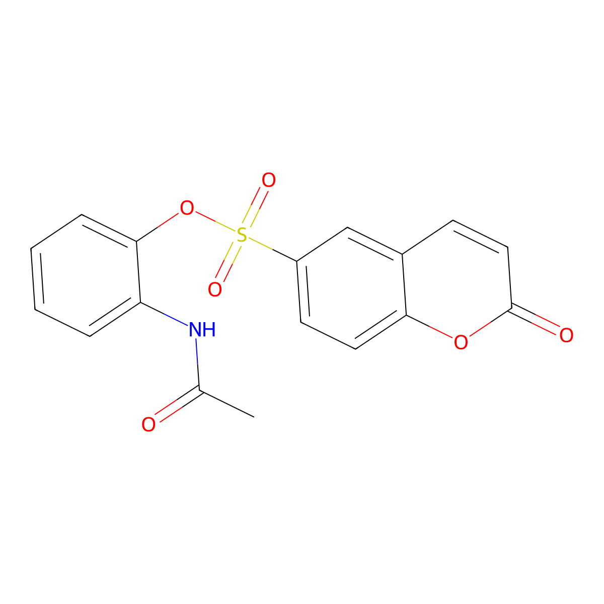 2-acetamidophenyl 2-oxo-2H-chromene-6-sulfonate molecular structure, CAS 2415509-74-7
