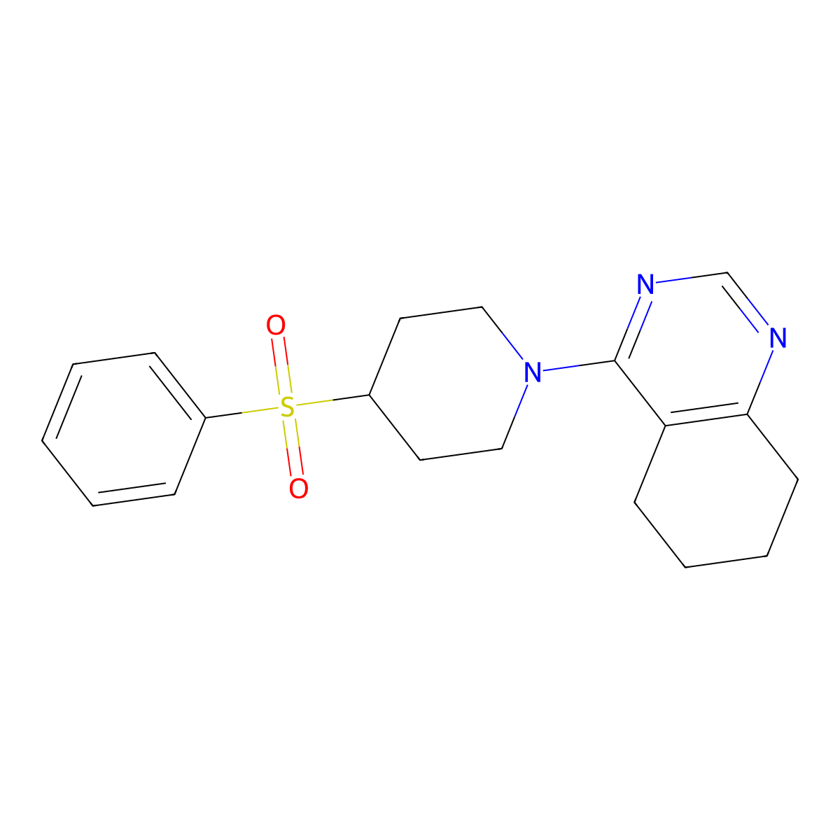 4-[4-(Benzenesulfonyl)piperidin-1-yl]-5,6,7,8-tetrahydroquinazoline molecular structure, CAS 2415509-80-5