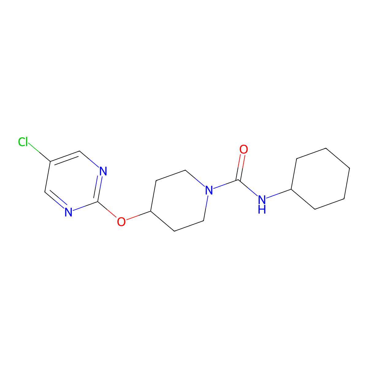 4-[(5-chloropyrimidin-2-yl)oxy]-N-cyclohexylpiperidine-1-carboxamide molecular structure, CAS 2415509-83-8
