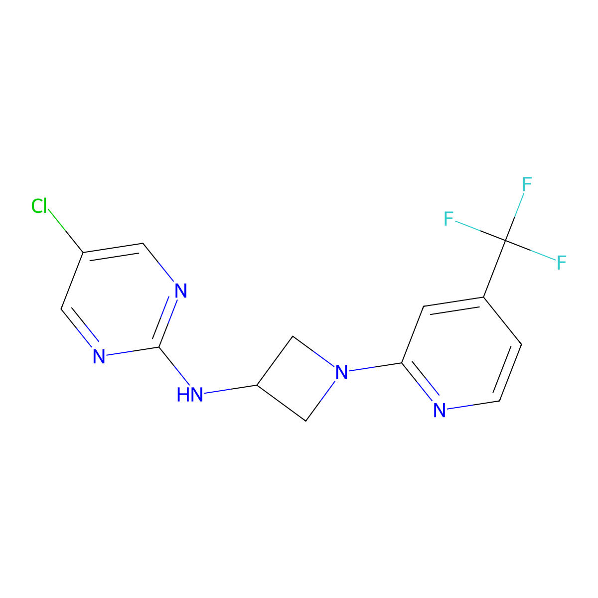 5-chloro-N-{1-[4-(trifluoromethyl)pyridin-2-yl]azetidin-3-yl}pyrimidin-2-amine molecular structure, CAS 2415509-84-9