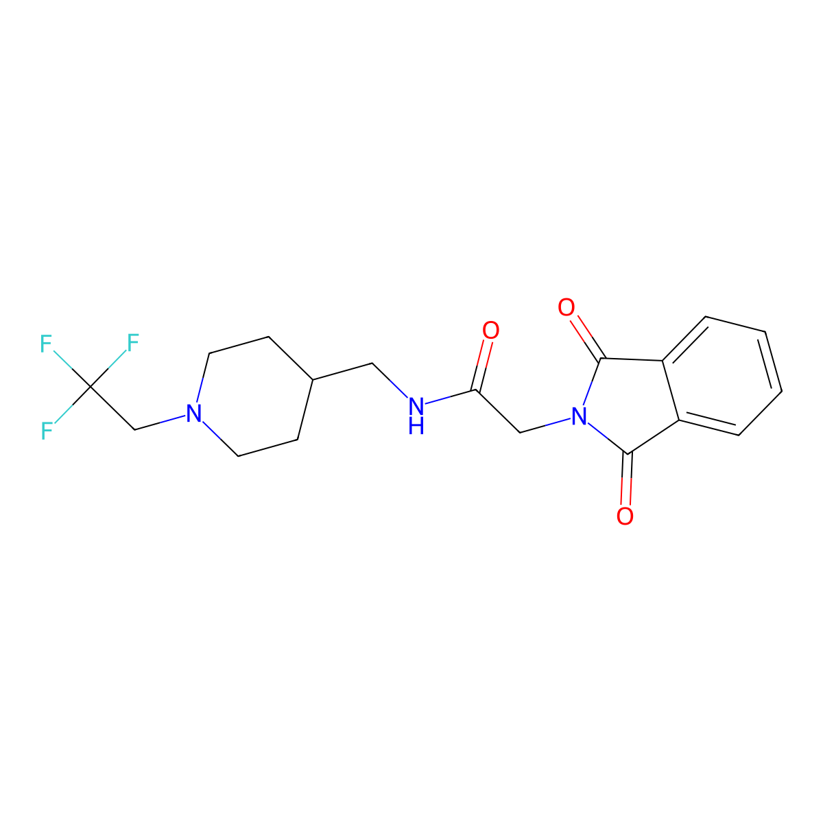 2-(1,3-dioxo-2,3-dihydro-1H-isoindol-2-yl)-N-{[1-(2,2,2-trifluoroethyl)piperidin-4-yl]methyl}acetamide molecular structure, CAS 2415509-86-1