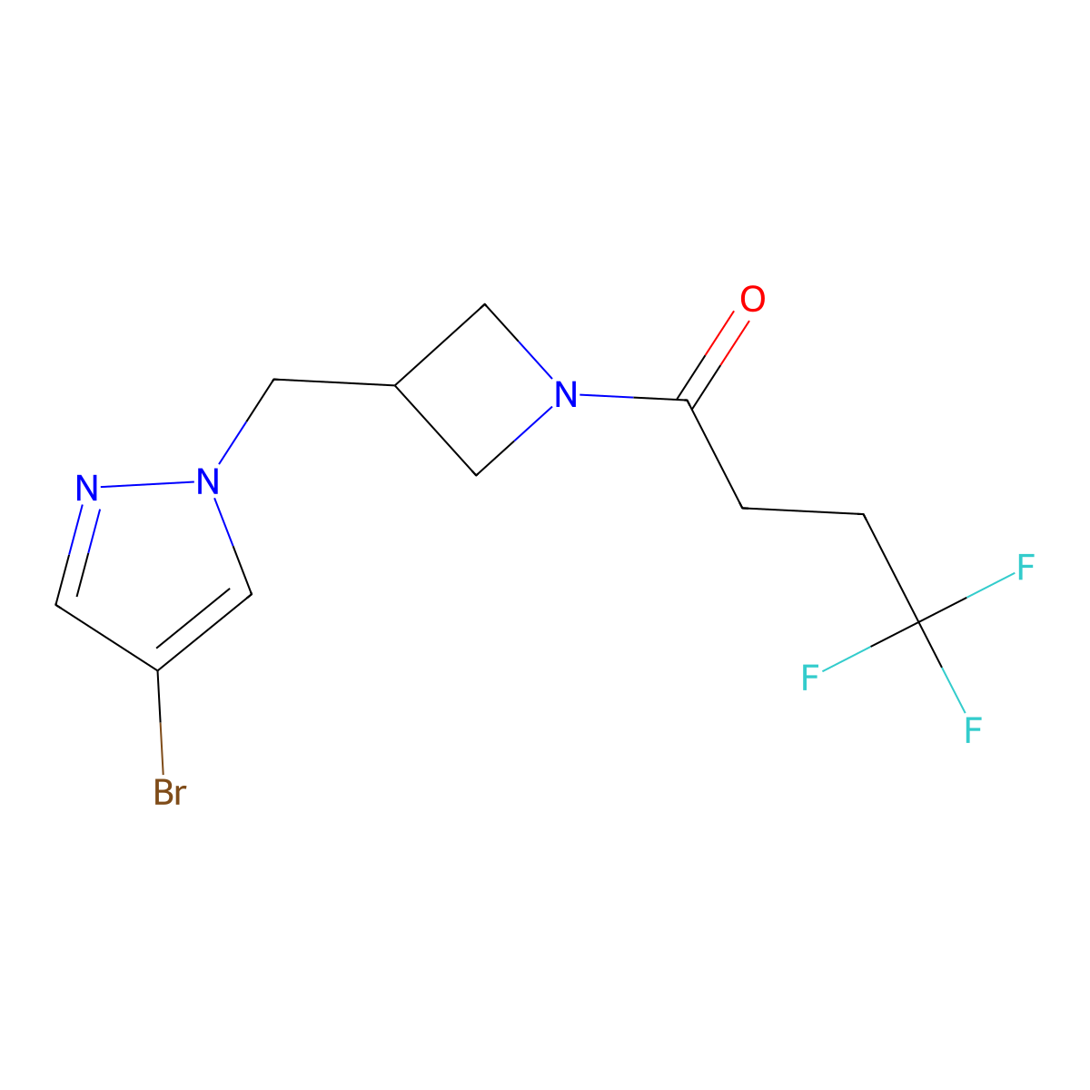 1-{3-[(4-bromo-1H-pyrazol-1-yl)methyl]azetidin-1-yl}-4,4,4-trifluorobutan-1-one molecular structure, CAS 2415509-88-3