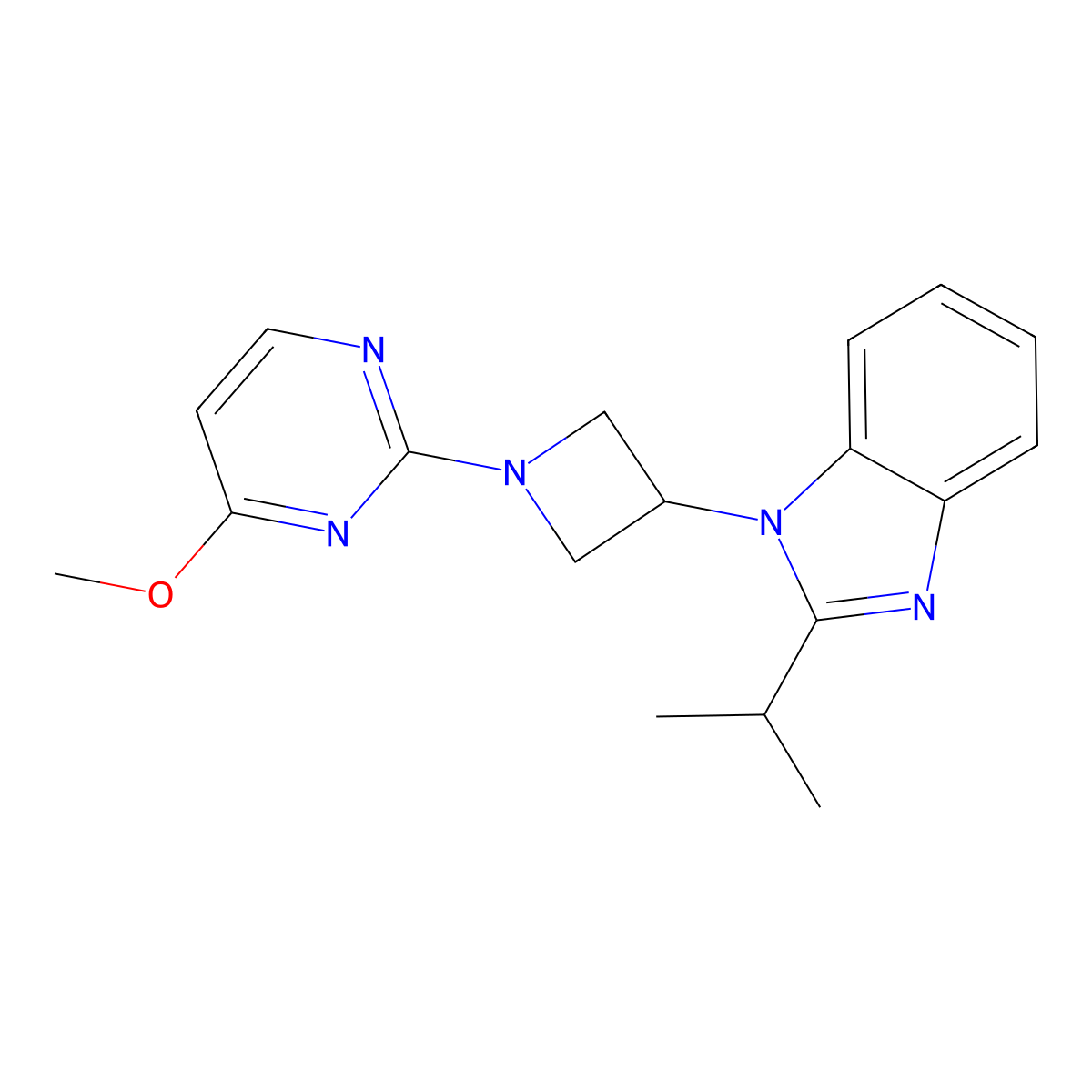 1-[1-(4-methoxypyrimidin-2-yl)azetidin-3-yl]-2-(propan-2-yl)-1H-1,3-benzodiazole molecular structure, CAS 2415509-91-8