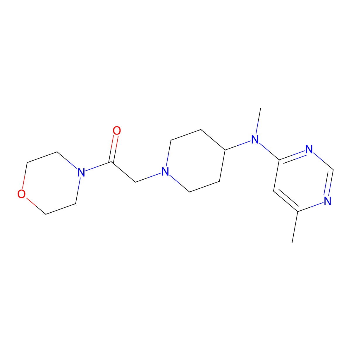 2-{4-[Methyl(6-methylpyrimidin-4-yl)amino]piperidin-1-yl}-1-(morpholin-4-yl)ethan-1-one molecular structure, CAS 2415509-92-9