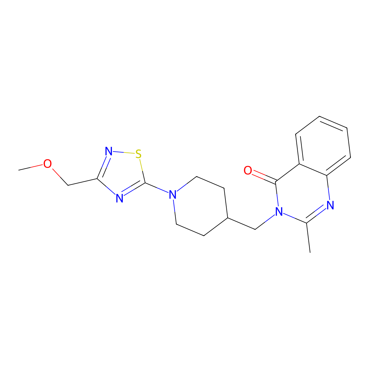 3-({1-[3-(Methoxymethyl)-1,2,4-thiadiazol-5-yl]piperidin-4-yl}methyl)-2-methyl-3,4-dihydroquinazolin-4-one molecular structure, CAS 2415509-94-1