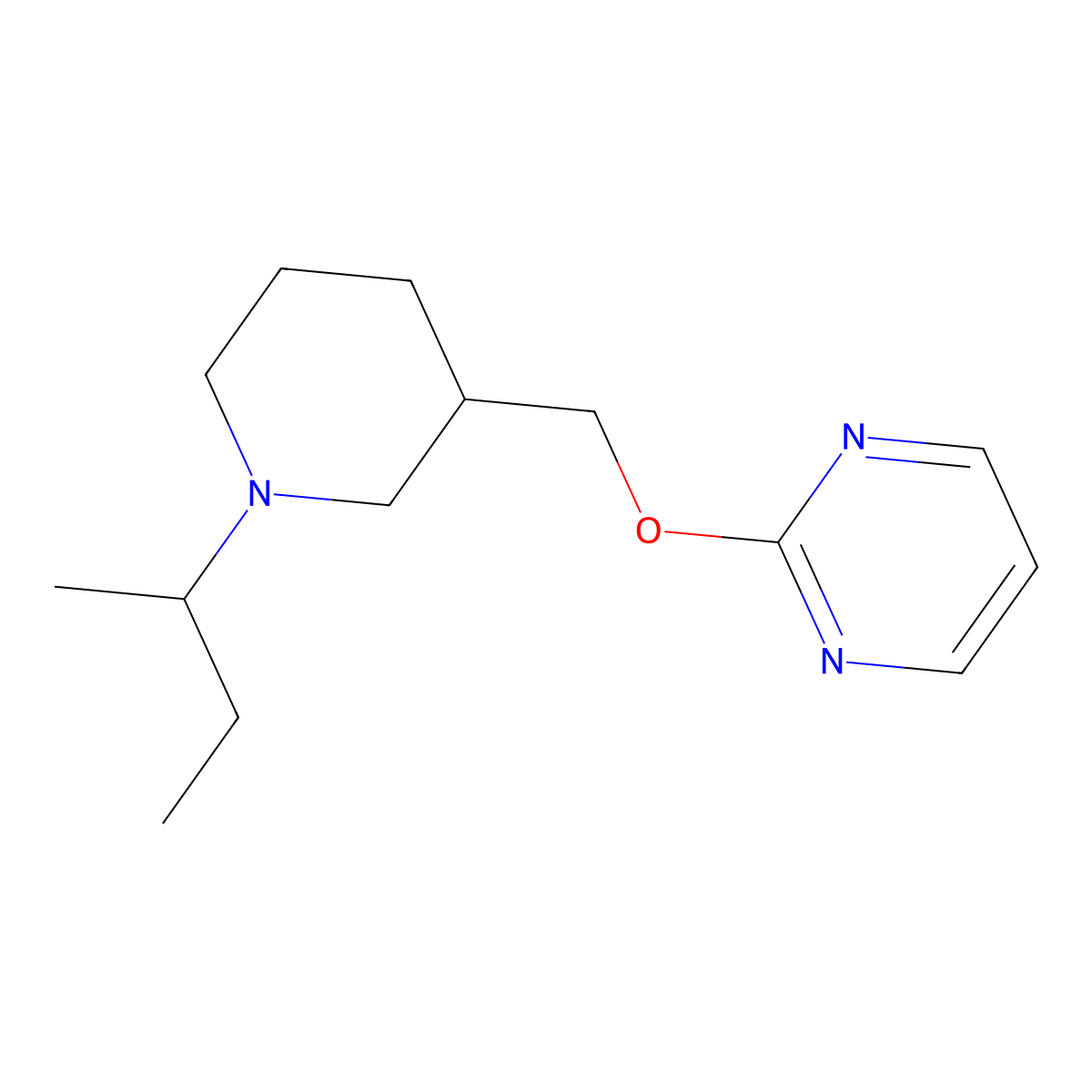 2-{[1-(Butan-2-yl)piperidin-3-yl]methoxy}pyrimidine molecular structure, CAS 2415509-98-5